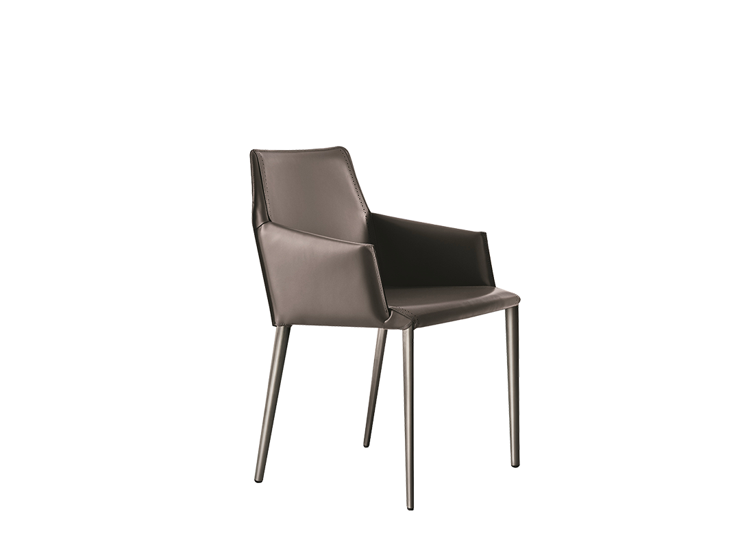 Sally Chair with arms in lacquered metal frame