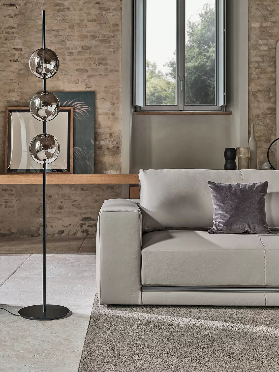 Sferatus Floor Lamp Floor Lamp With Metal Frame And 3 Partially Mirrored Borosilicate Glass Spheres