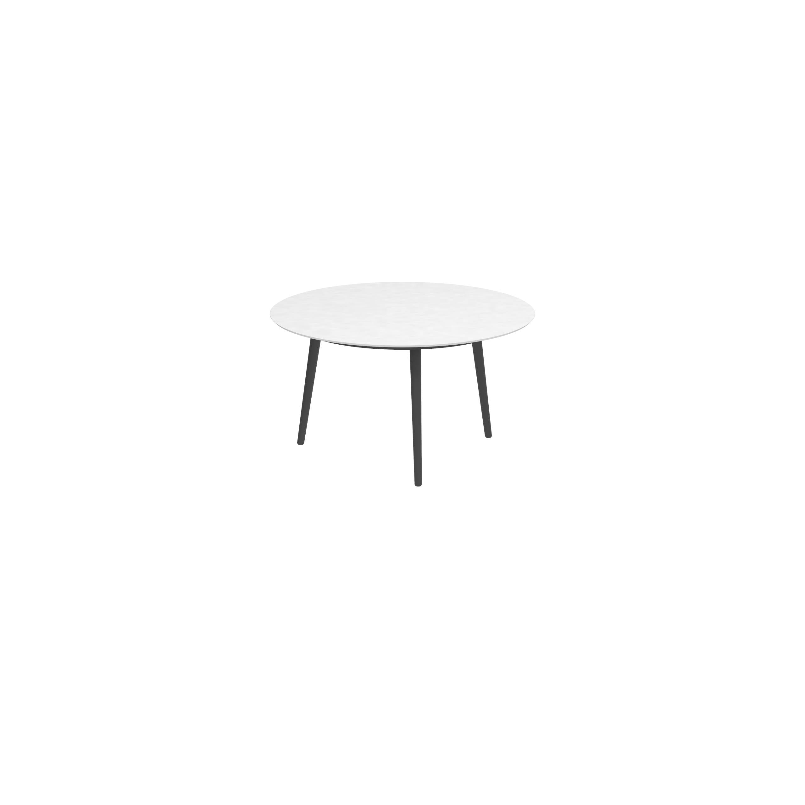 Styletto Low Dining Table Ø 120cm Alu Legs Anthracite Ceramic Top White