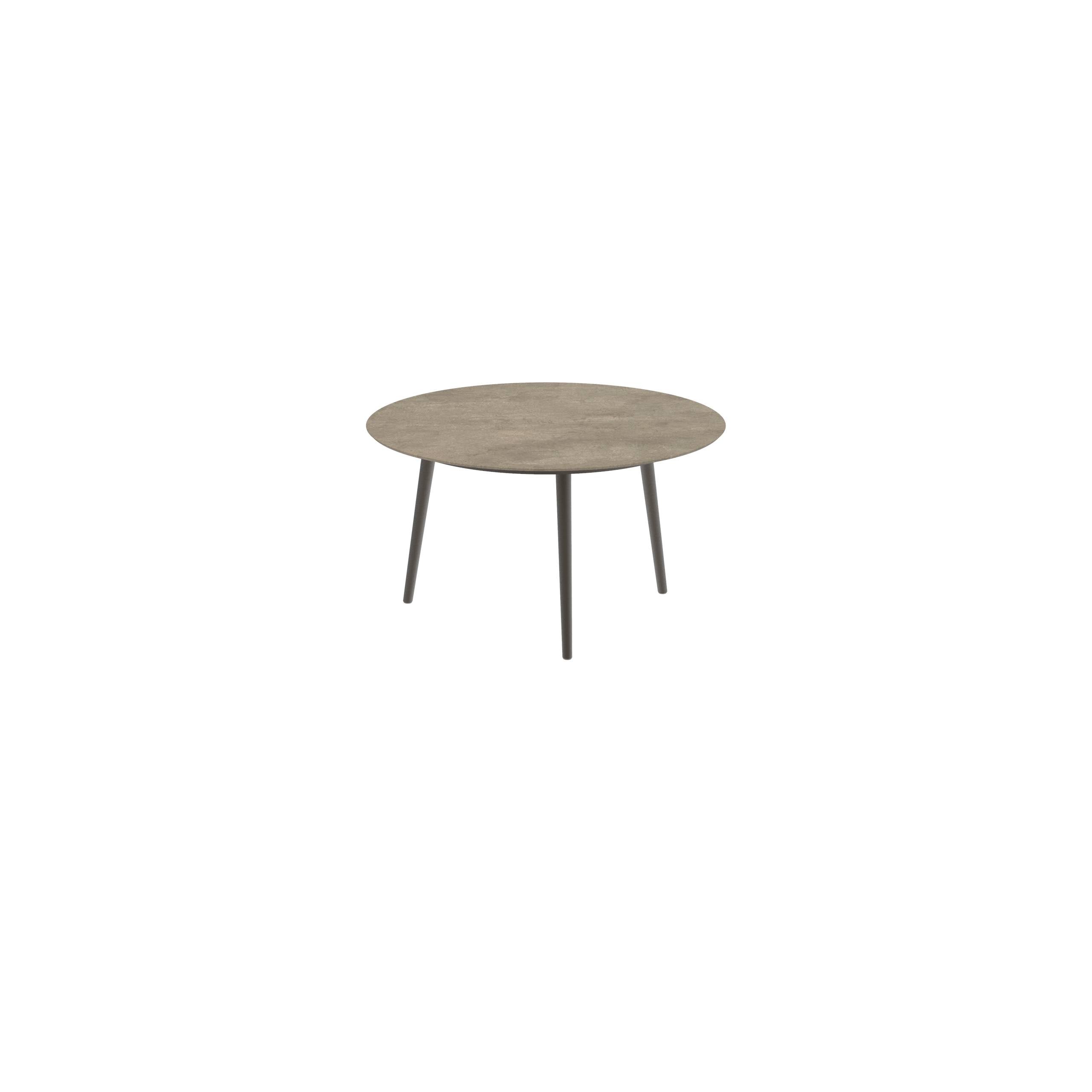 Styletto Low Dining Table Ø 120cm Alu Legs Bronze Ceramic Top Terra Sabbia