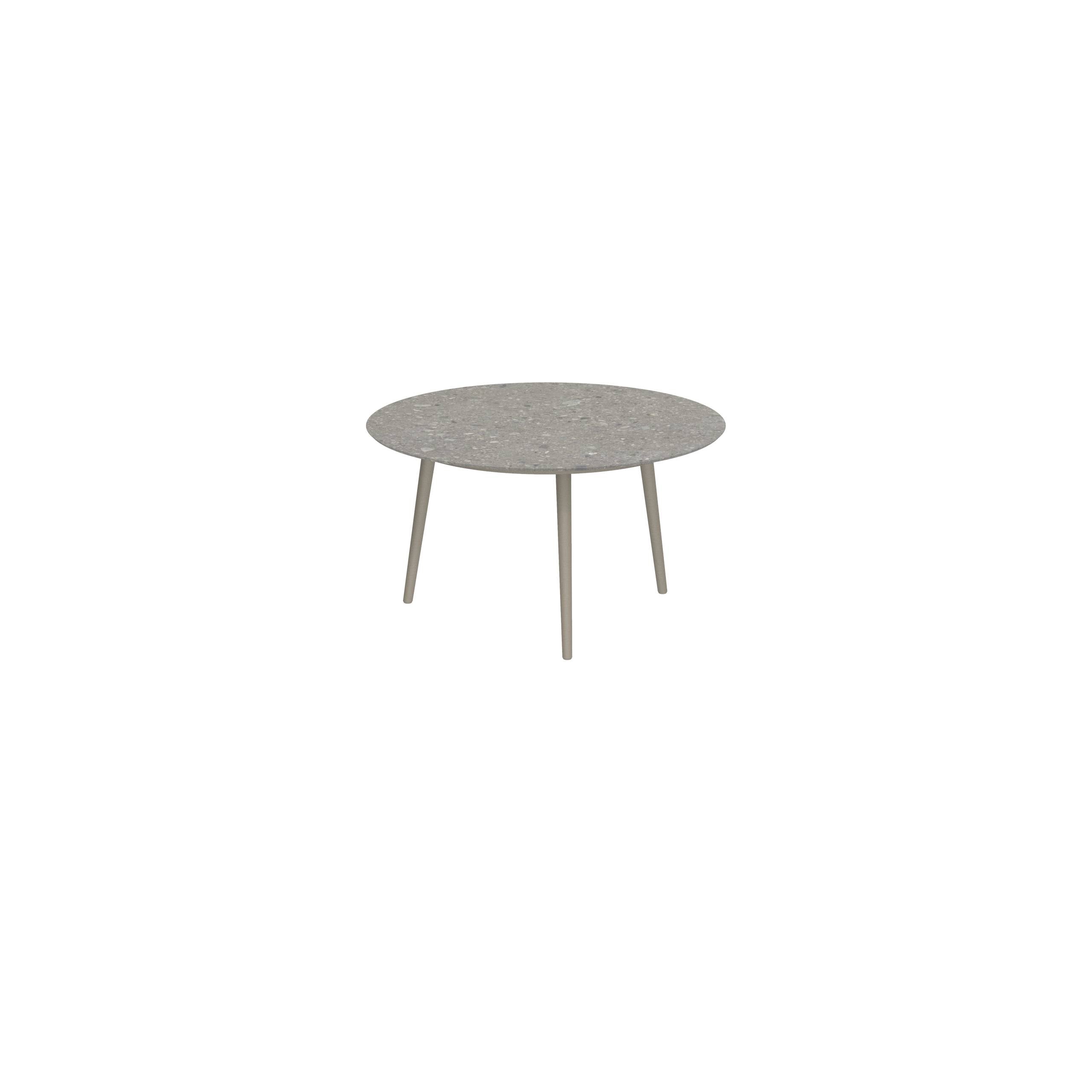 Styletto Low Dining Table Ø 120cm Alu Legs Sand Ceramic Top Ceppo Dolomitica