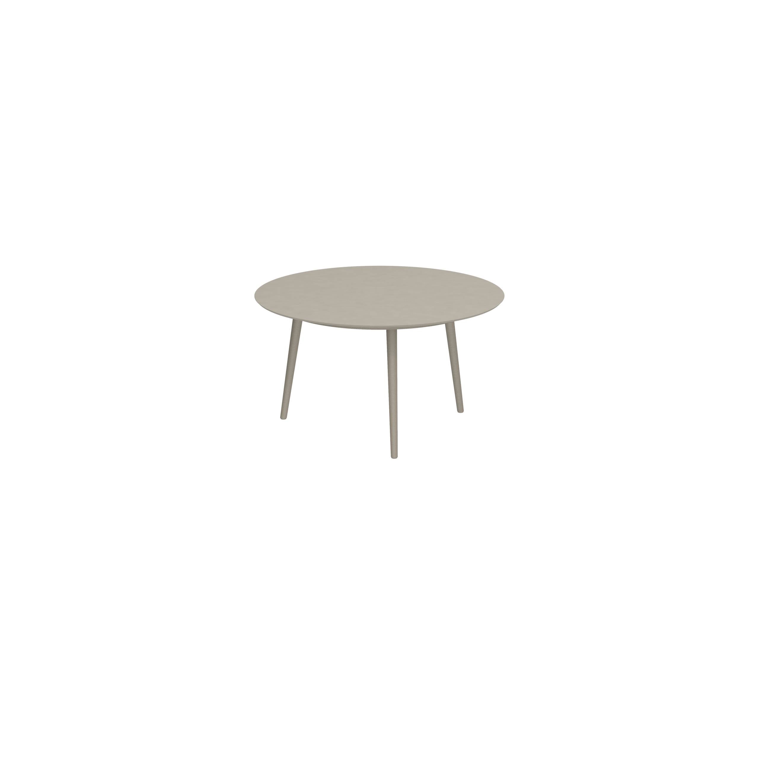 Styletto Low Dining Table Ø 120cm Alu Legs Sand Ceramic Top Pearl Grey