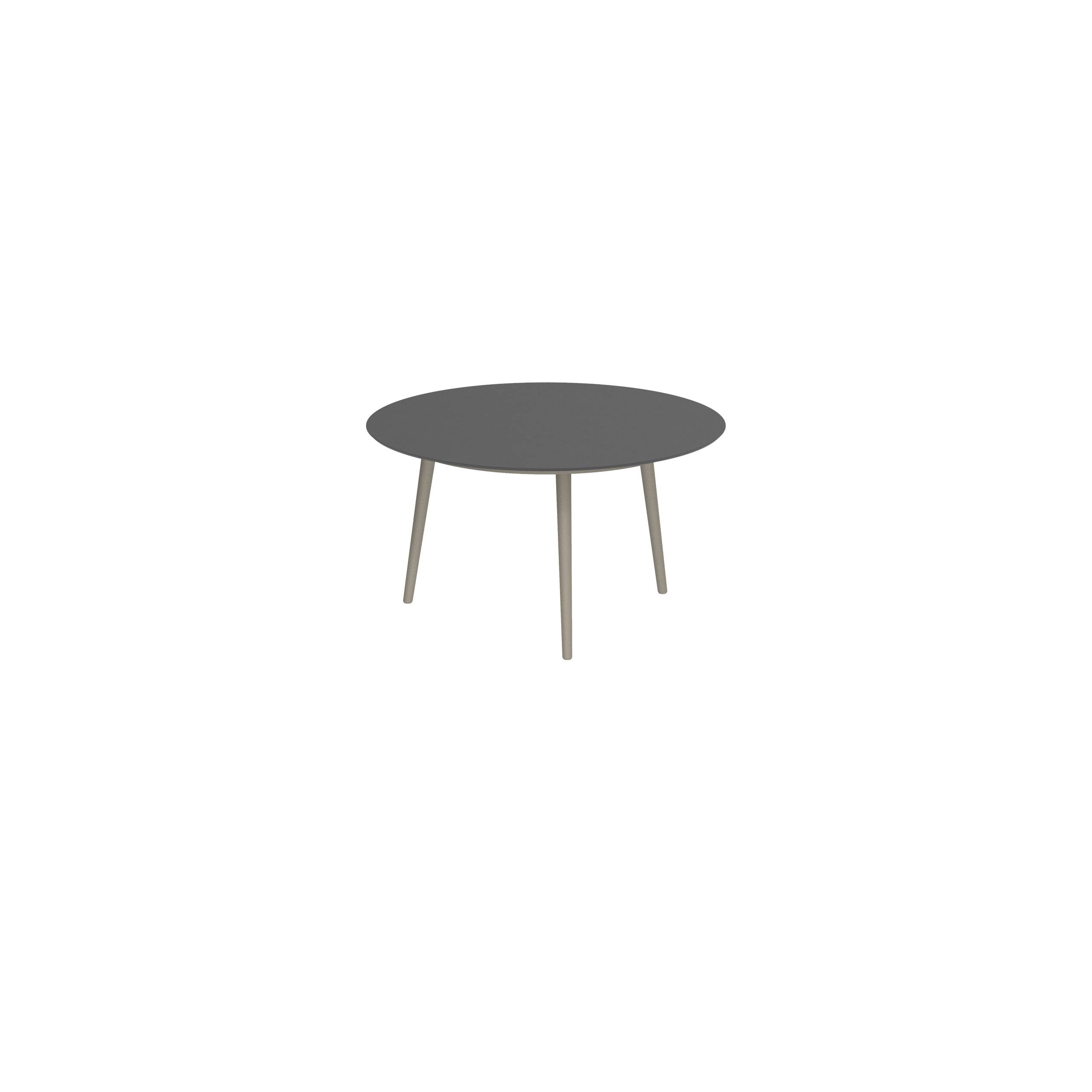 Styletto Low Dining Table Ø 120cm Alu Legs Sand Ceramic Top Black