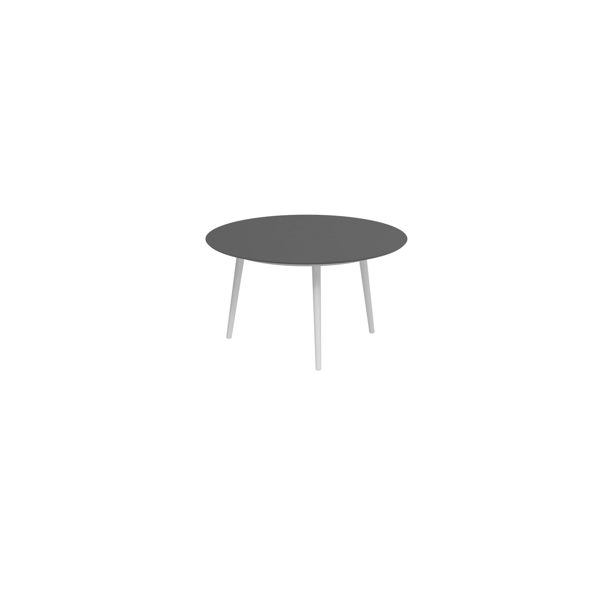 Styletto Low Dining Table Ø 120cm Alu Legs White Ceramic Top Black