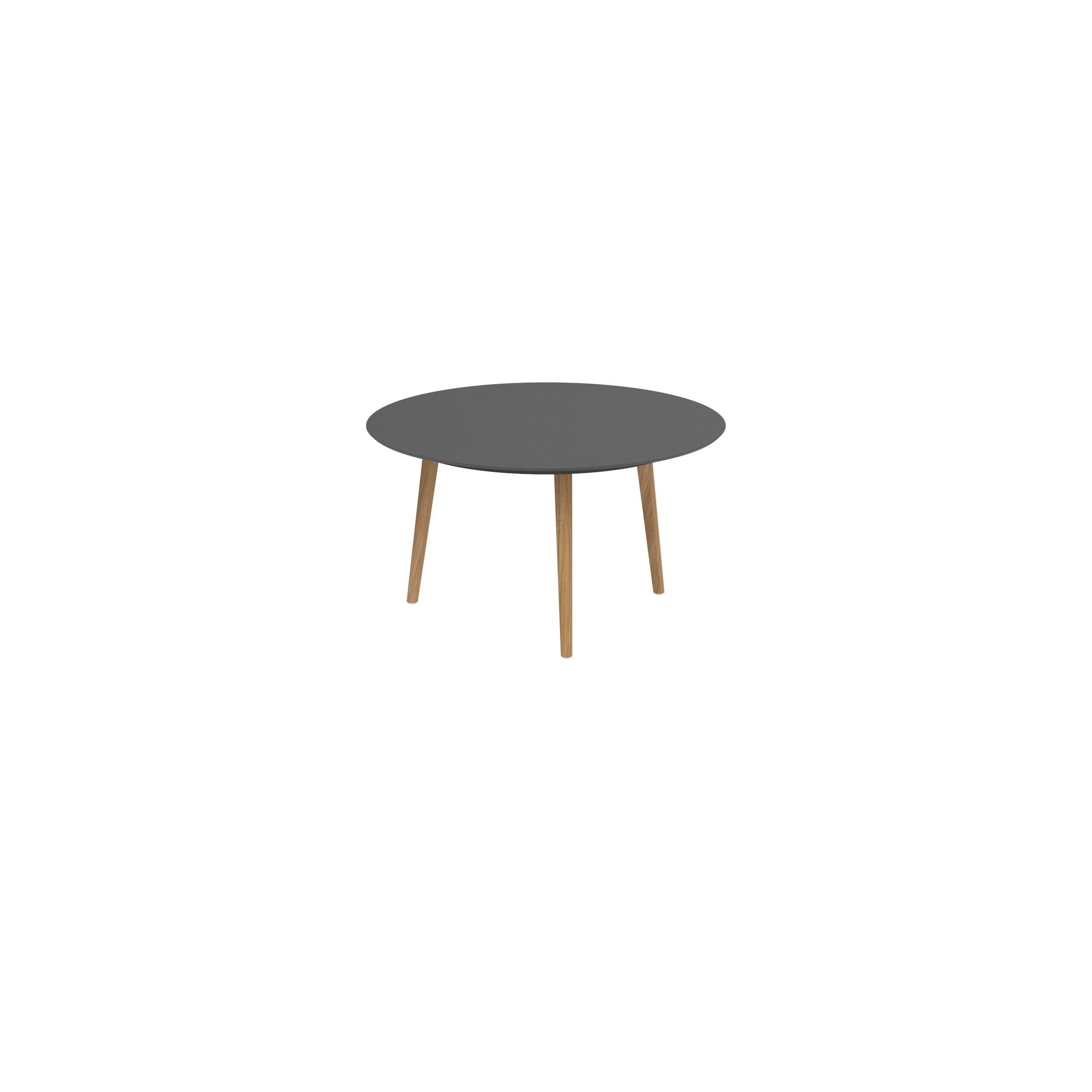 Styletto Low Dining Table Ø 120cm Teak Legs Ceramic Top Black