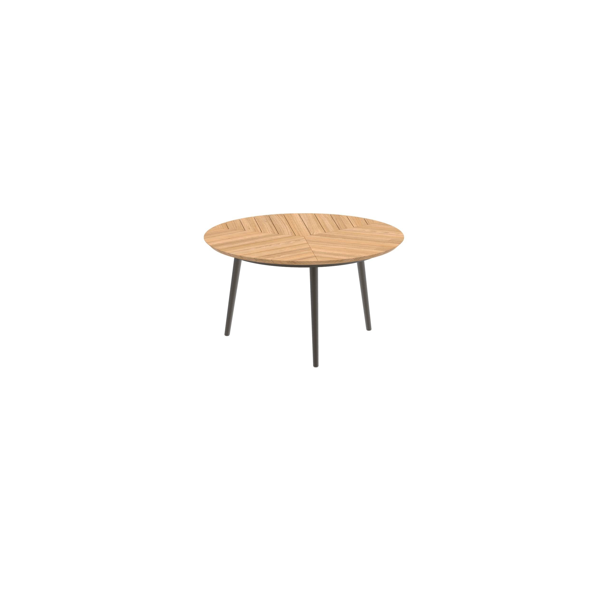 Styletto Low Dining Table Ø 120cm Alu Legs Bronze Teak Top