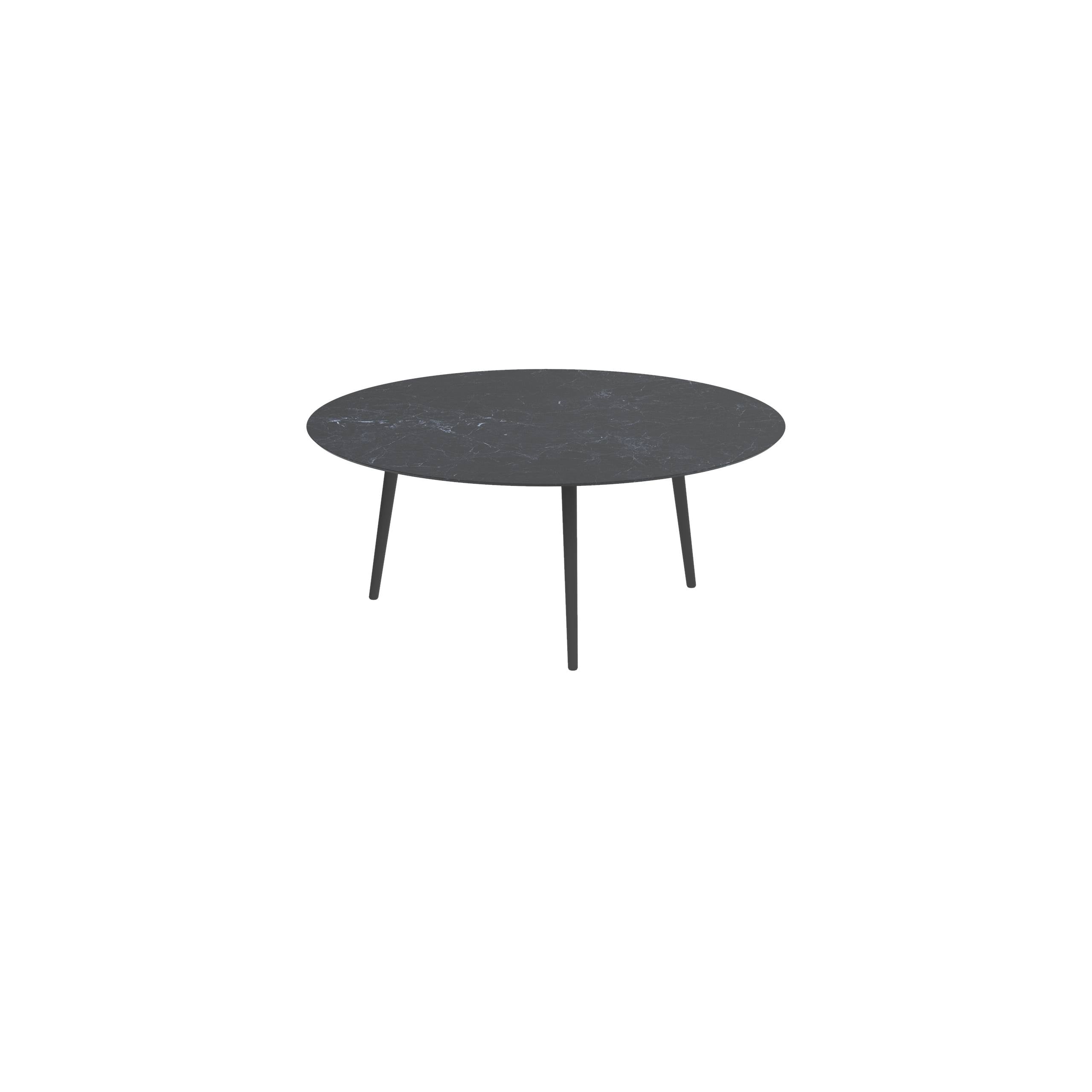 Styletto Low Lounge Table Ø 120cm Alu Legs Anthracite Ceramic Top Nero Marquina