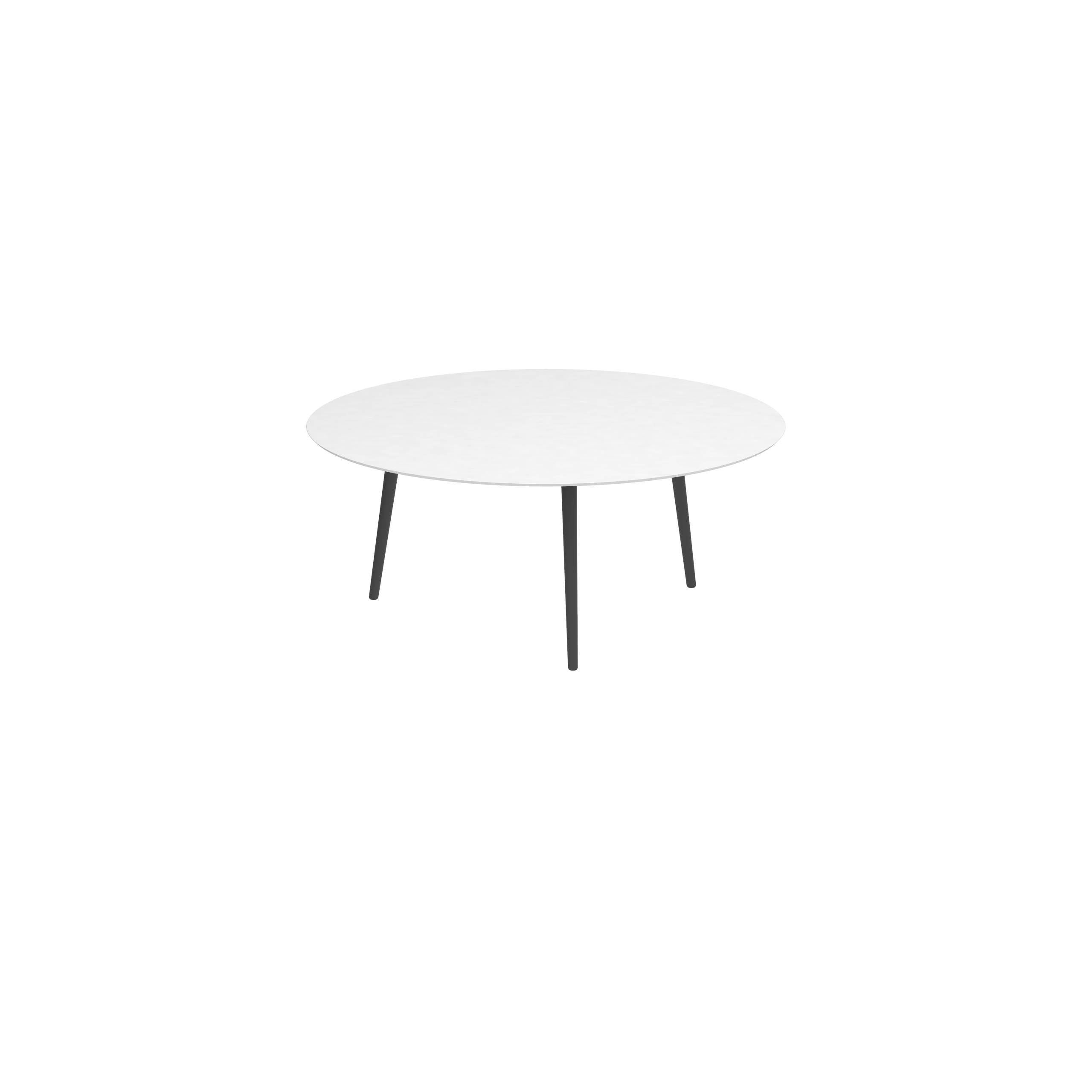 Styletto Low Lounge Table Ø 120cm Alu Legs Anthracite Ceramic Top White