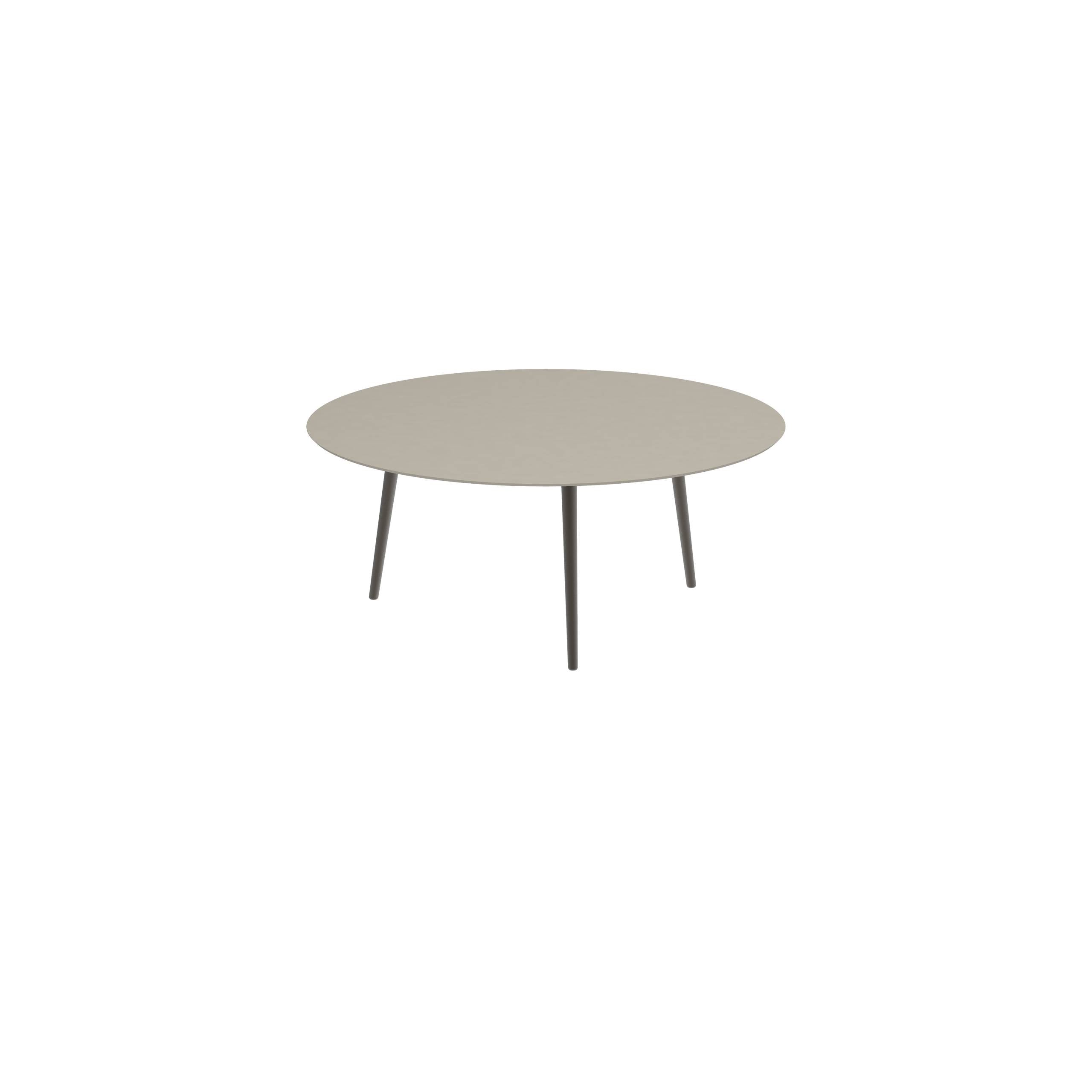 Styletto Low Lounge Table Ø 120cm Alu Legs Bronze Ceramic Top Pearl Grey