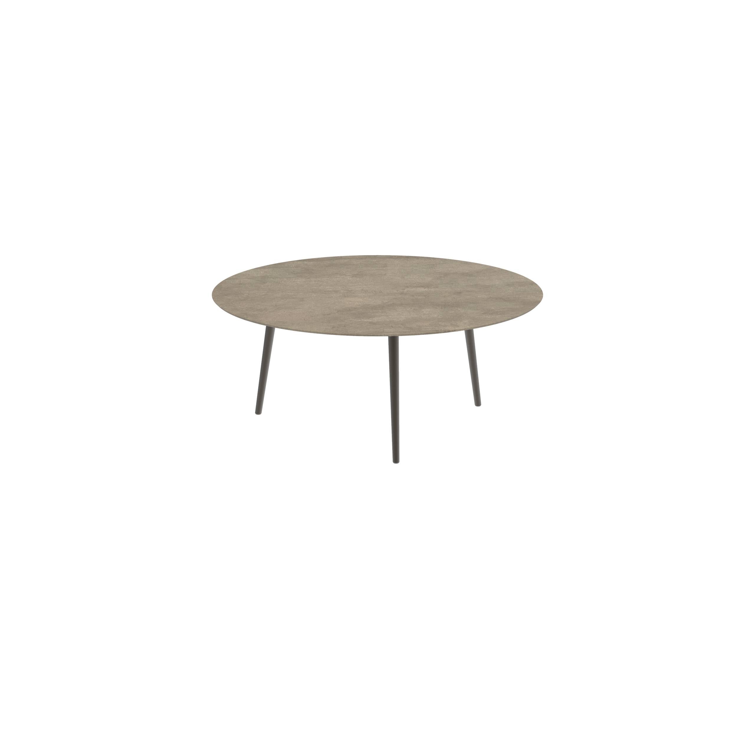 Styletto Low Lounge Table Ø 120cm Alu Legs Bronze Ceramic Top Terra Sabbia