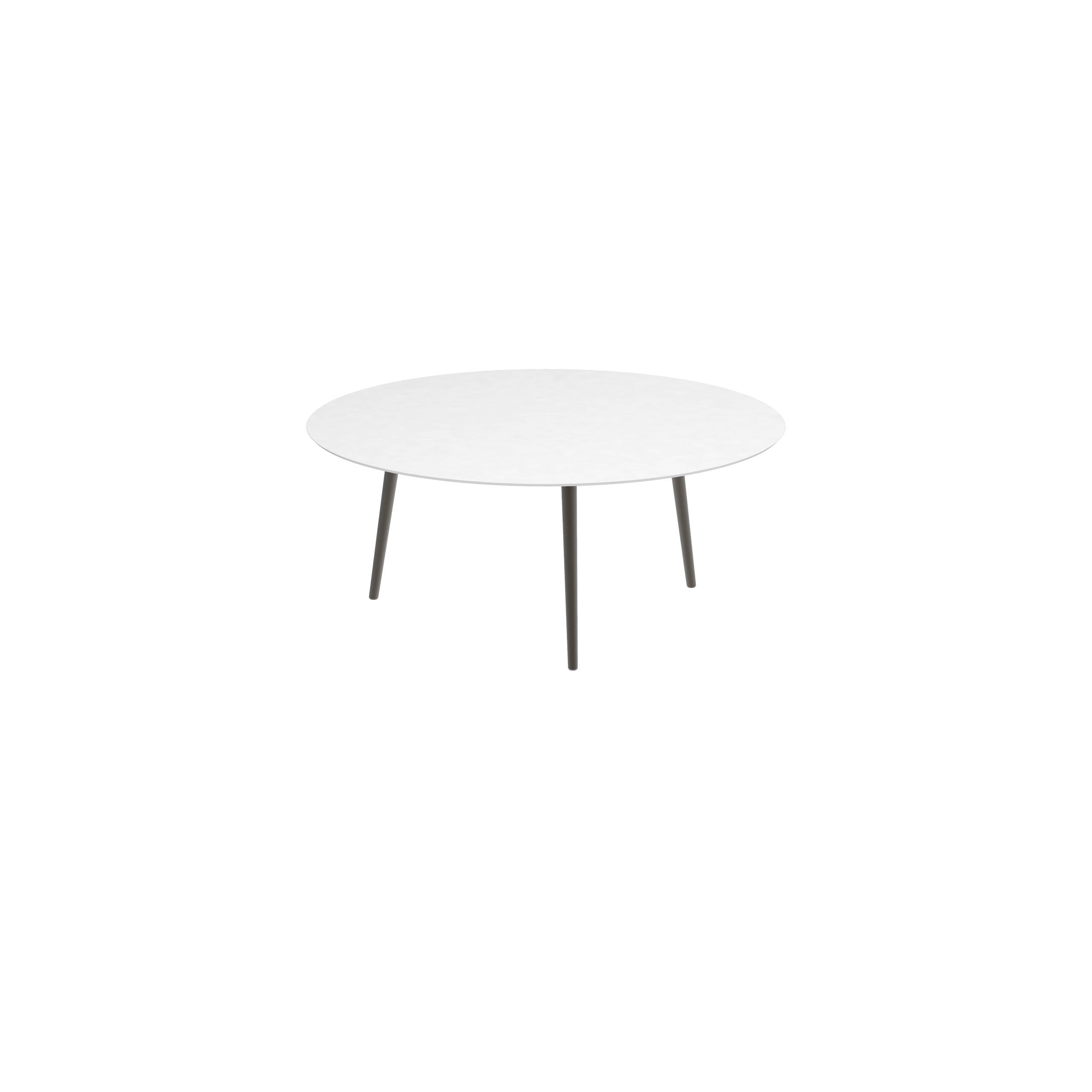 Styletto Low Lounge Table Ø 120cm Alu Legs Bronze Ceramic Top White