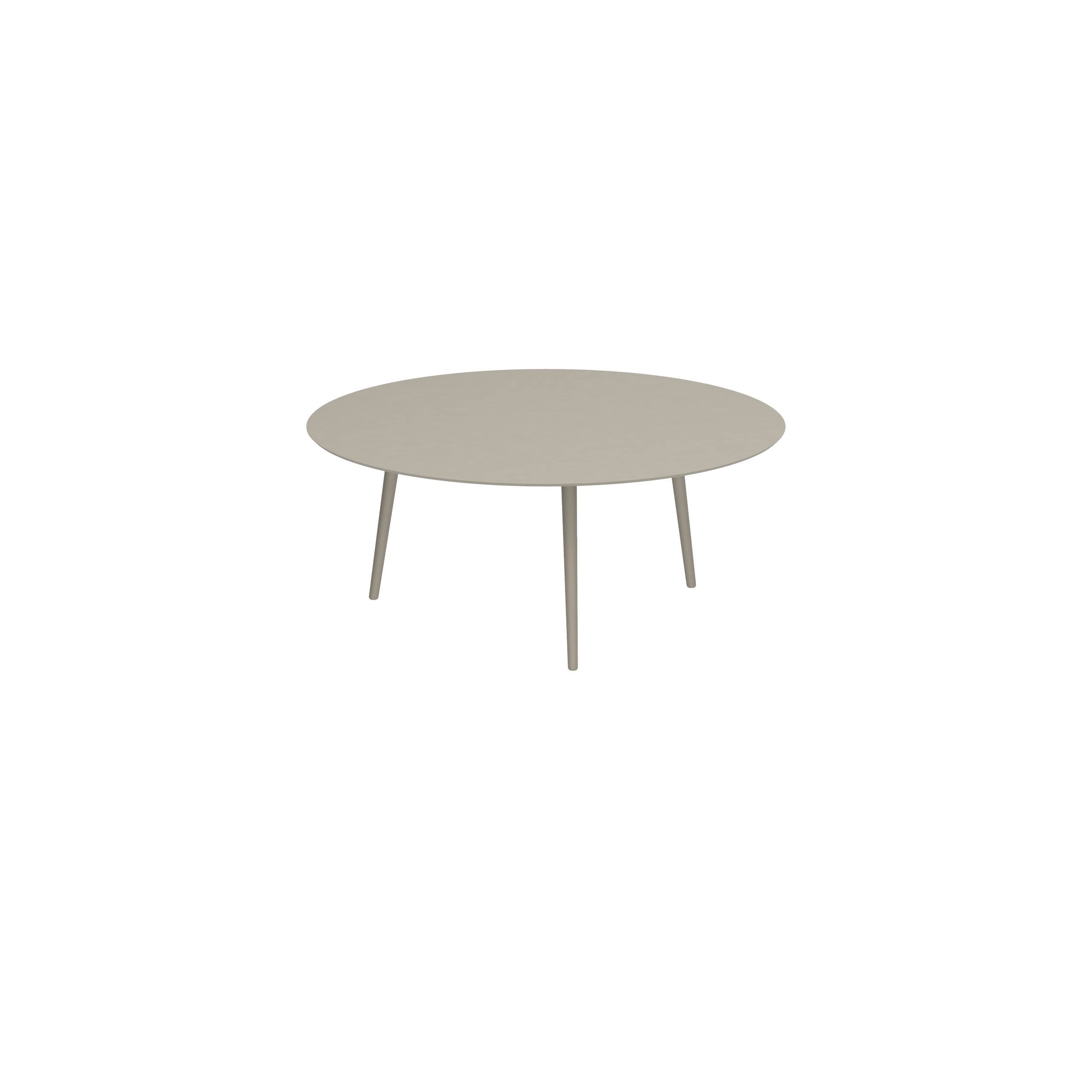 Styletto Low Lounge Table Ø 120cm Alu Legs Sand Ceramic Top Pearl Grey