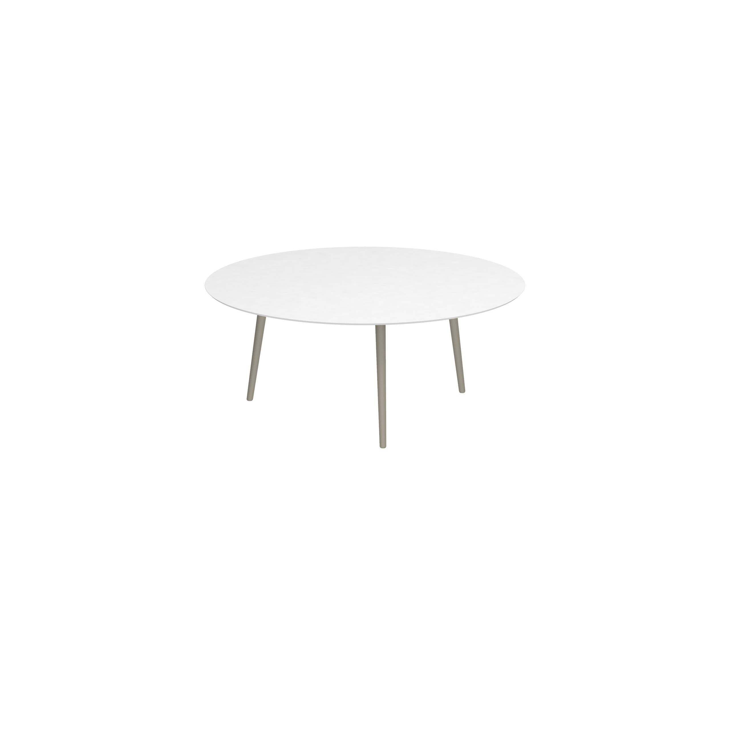 Styletto Low Lounge Table Ø 120cm Alu Legs Sand Ceramic Top White