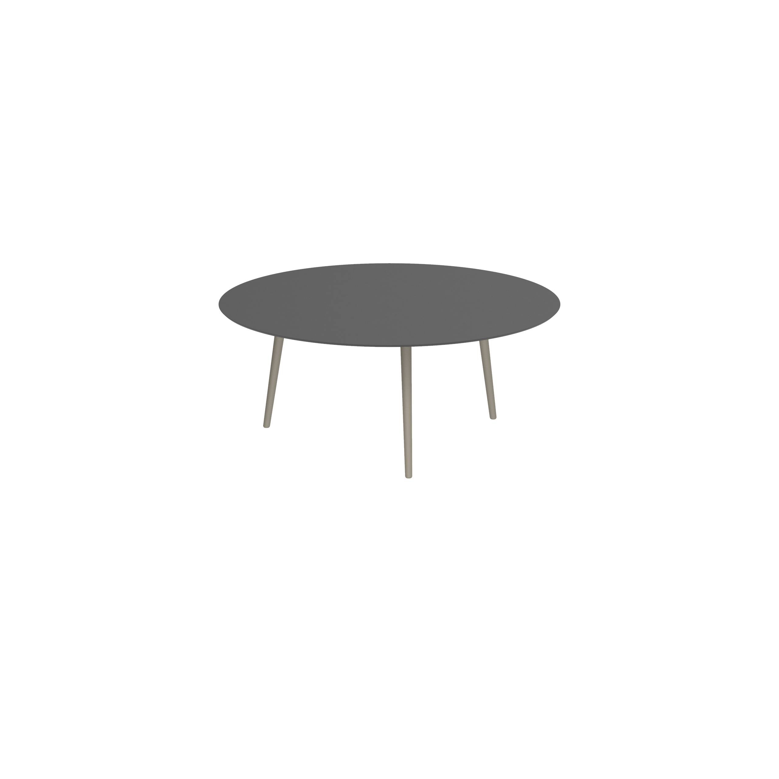 Styletto Low Lounge Table Ø 120cm Alu Legs Sand Ceramic Top Black