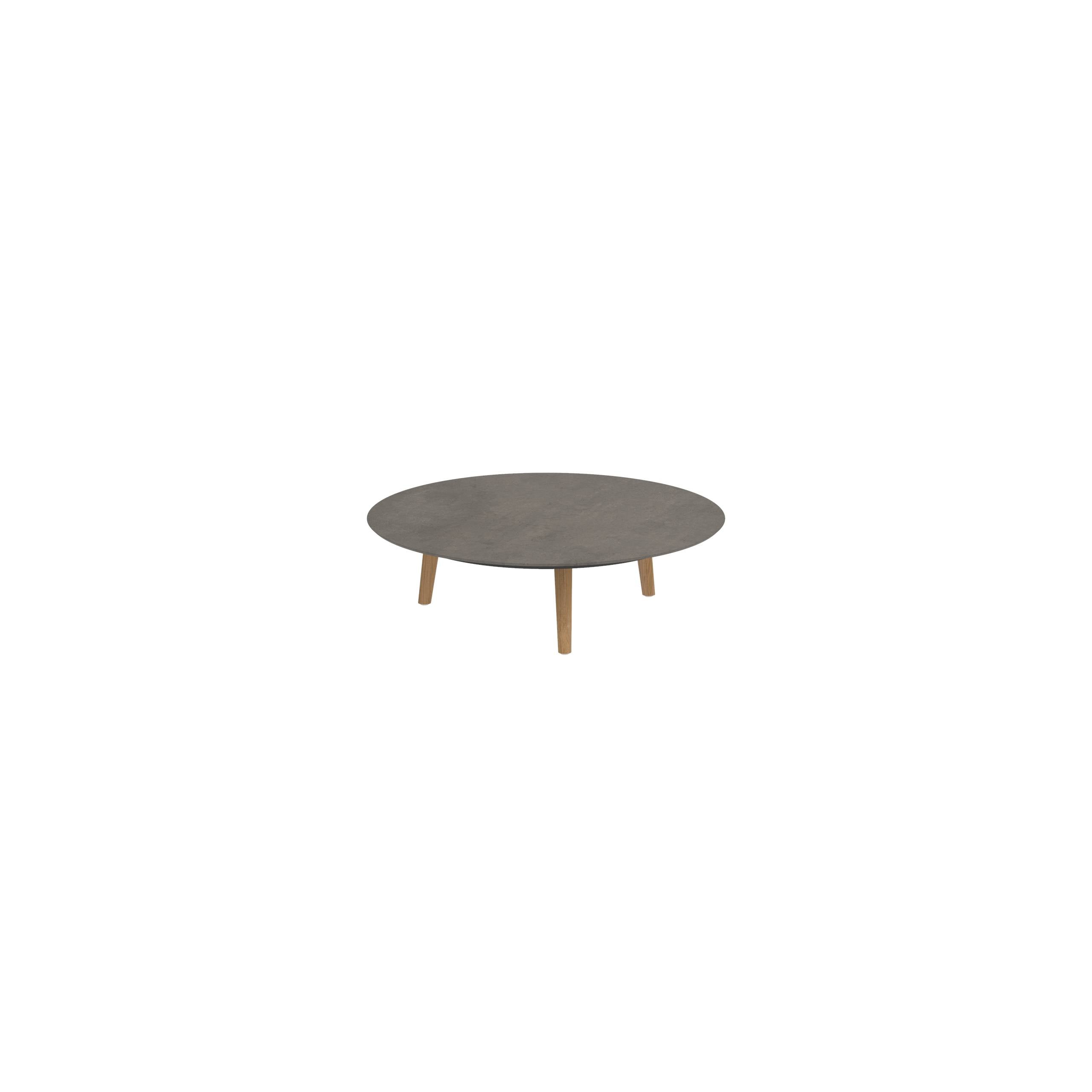 Styletto Low Lounge Table Ø 120cm Teak Legs Ceramic Top Terra Marrone