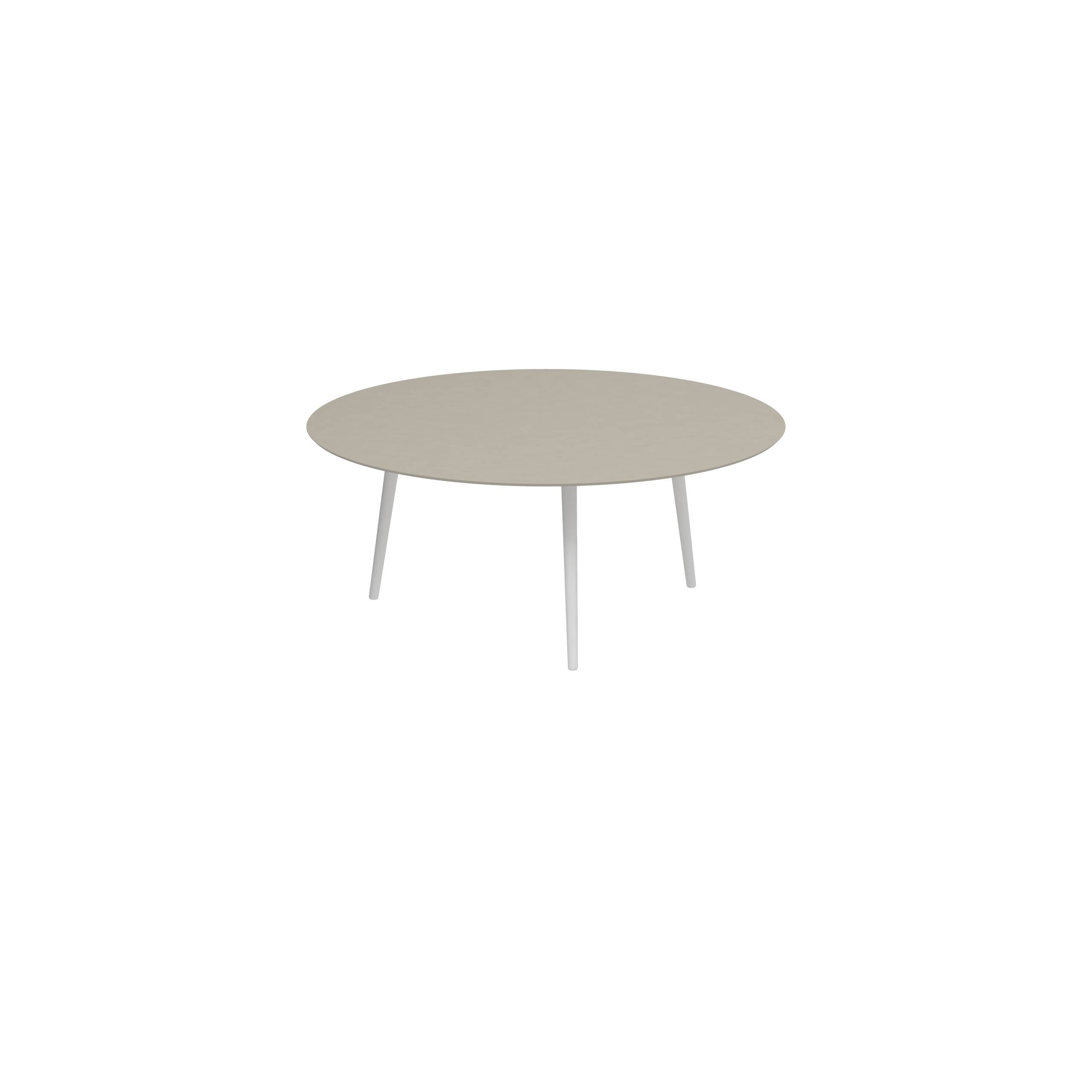 Styletto Low Lounge Table Ø 120cm Alu Legs White Ceramic Top Pearl Grey