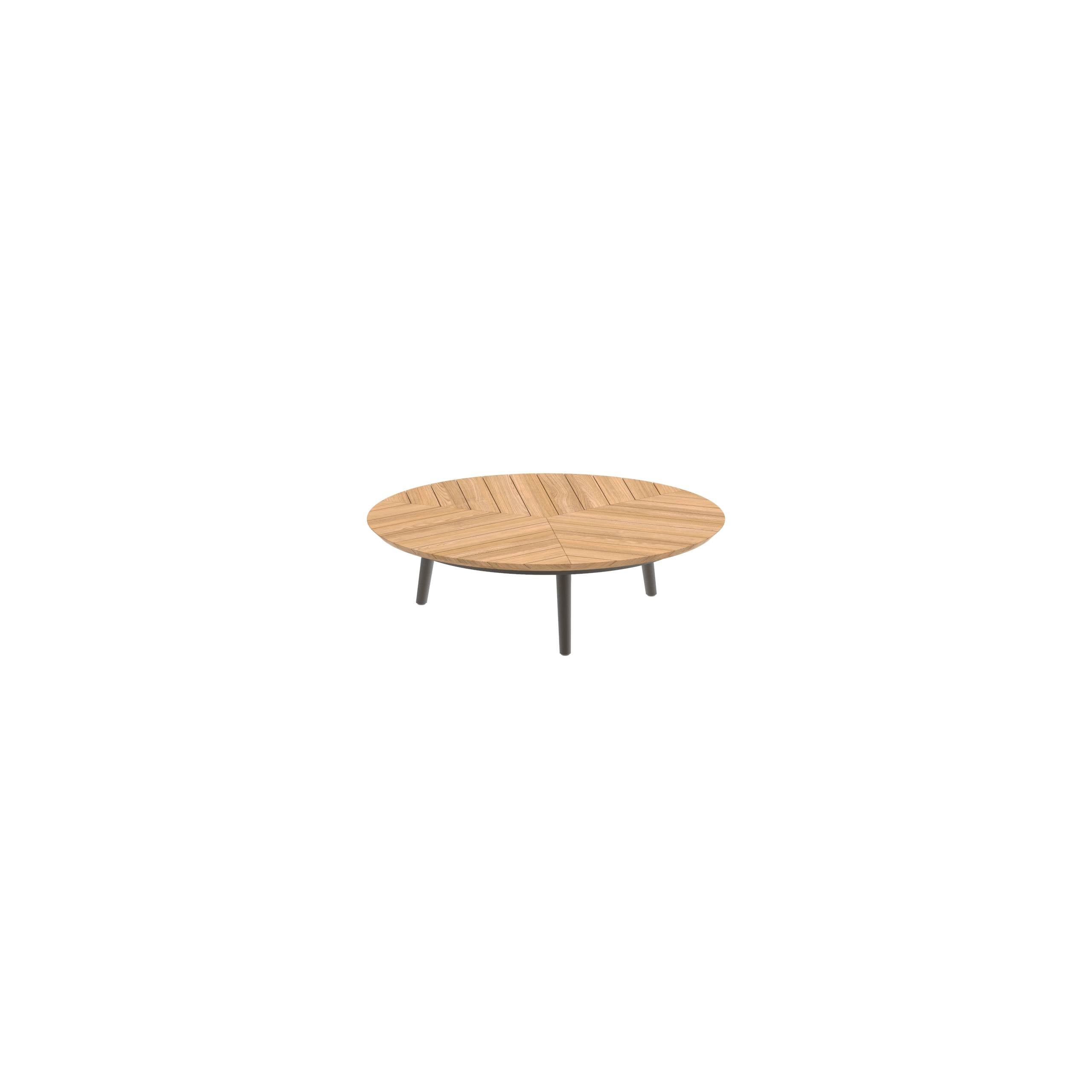 Styletto Low Lounge Table Ø 120cm Alu Legs Bronze Teak Top