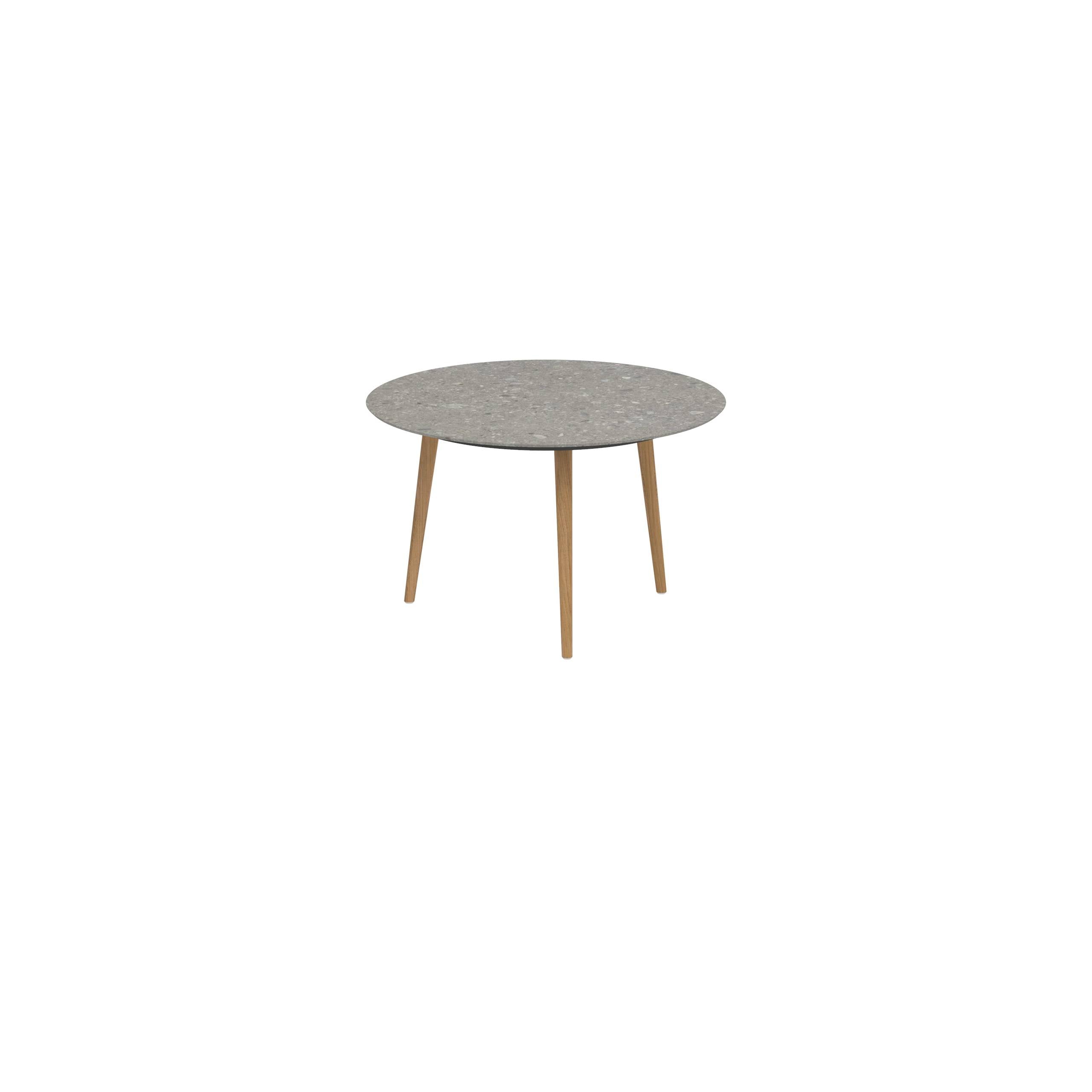 Styletto Standard Dining Table Ø 120cm Teak Legs Ceramic Top Ceppo Dolomitica