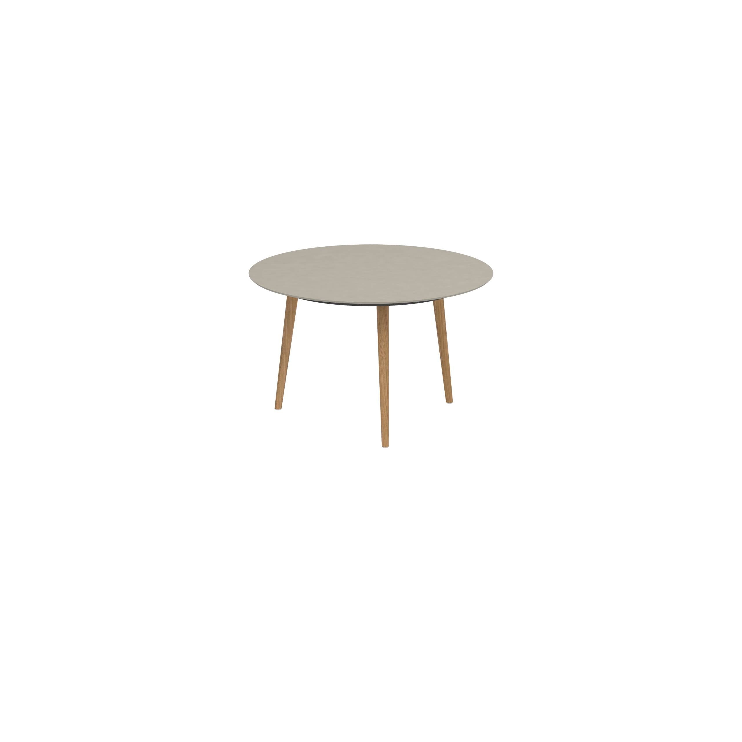 Styletto Standard Dining Table Ø 120cm Teak Legs Ceramic Top Pearl Grey