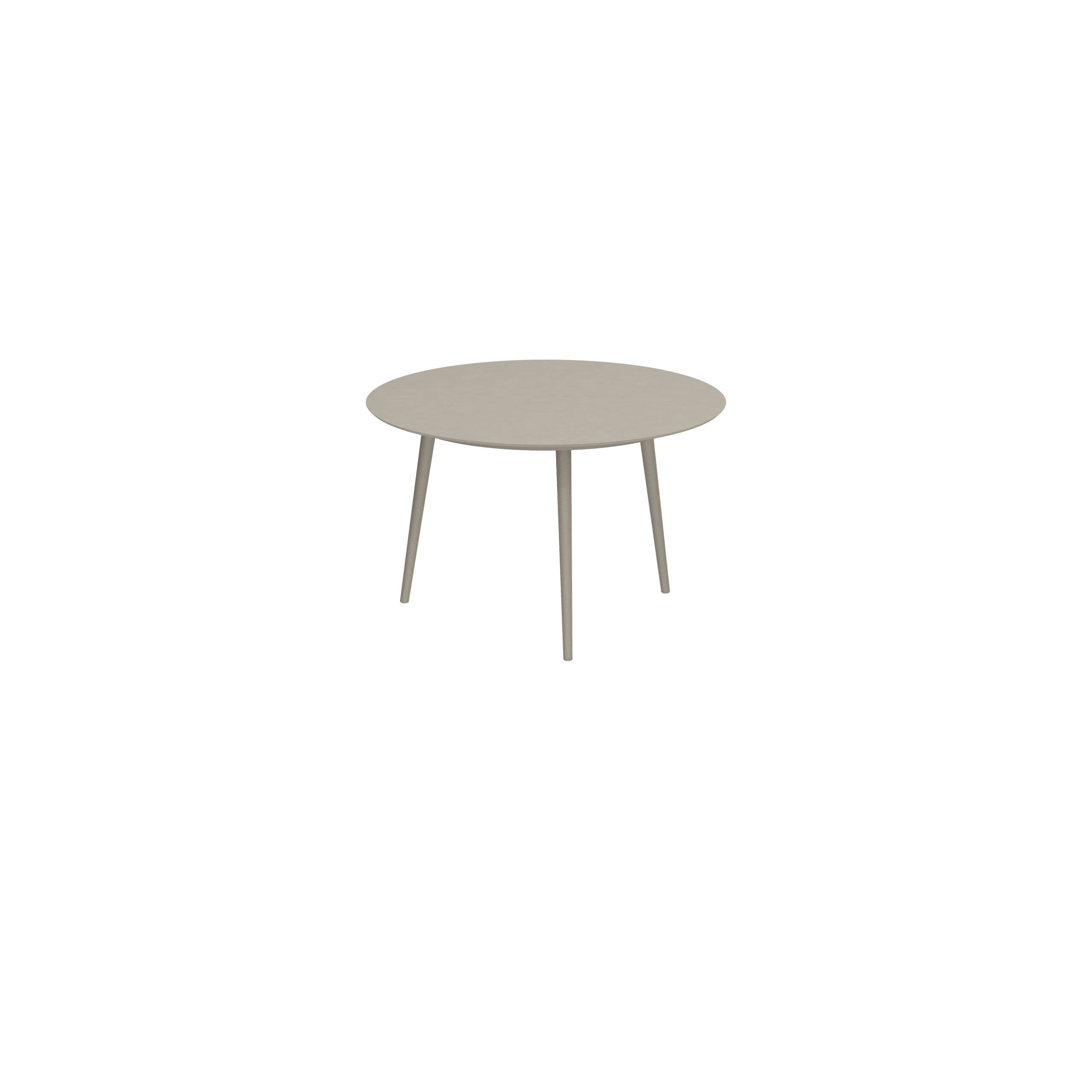 Styletto Standard Dining Table Ø 120cm Alu Legs Sand Ceramic Top Pearl Grey