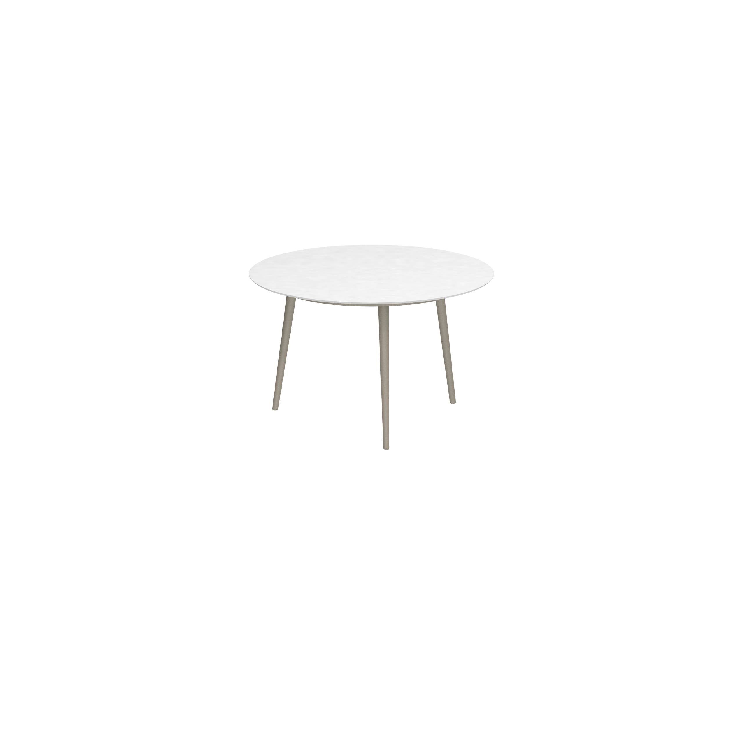 Styletto Standard Dining Table Ø 120cm Alu Legs Sand Ceramic Top White