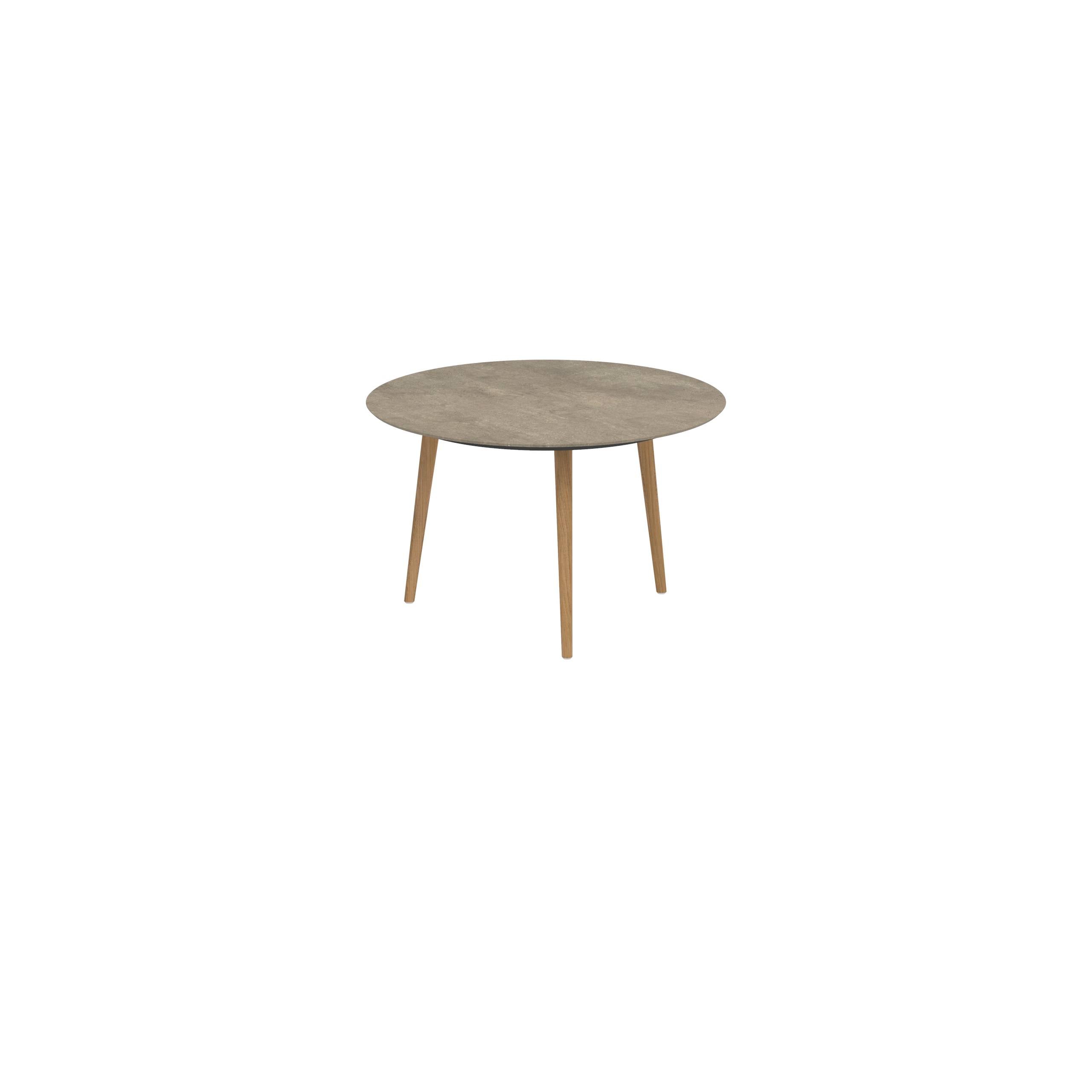 Styletto Standard Dining Table Ø 120cm Teak Legs Ceramic Top Terra Sabbia