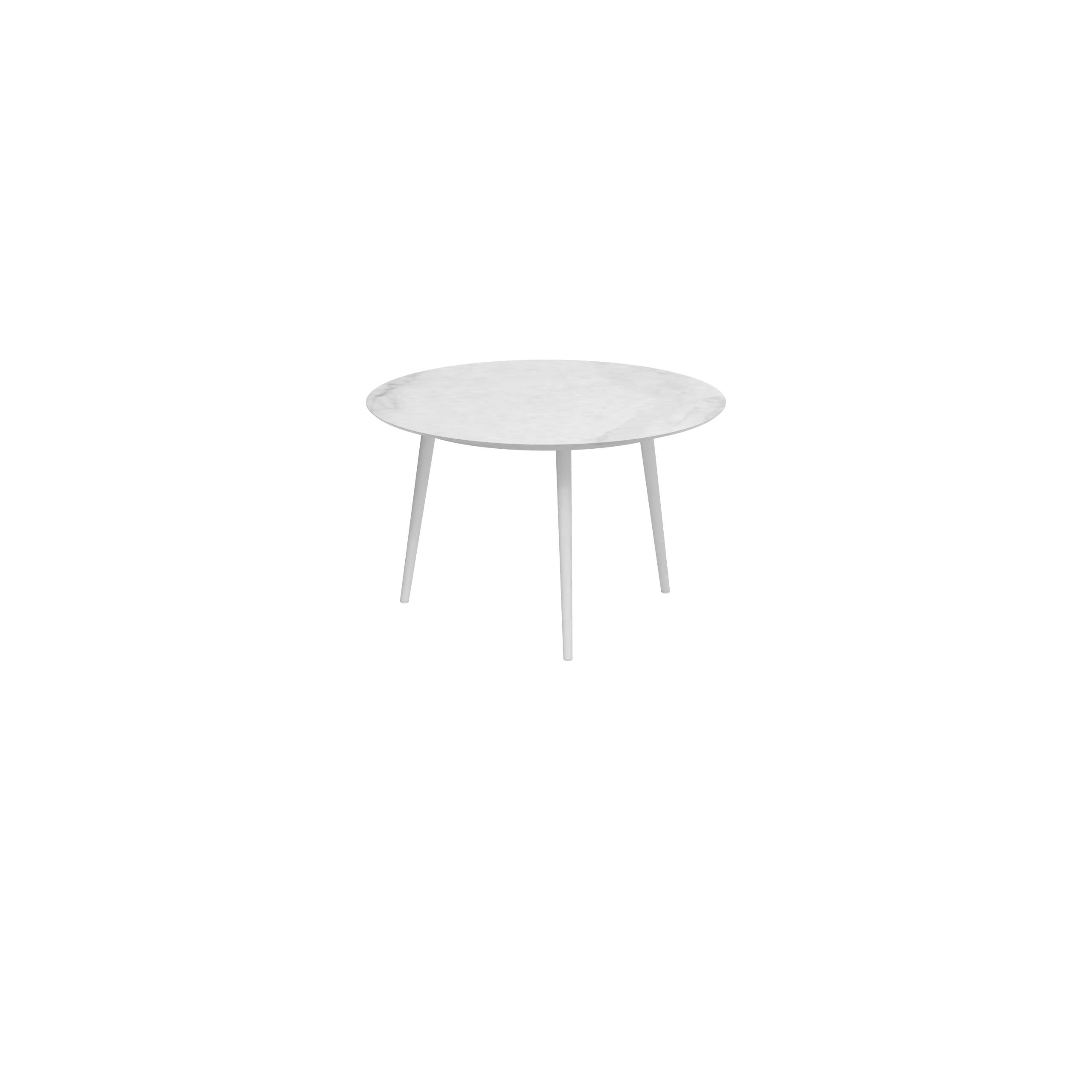 Styletto Standard Dining Table Ø 120cm Alu Legs White Ceramic Top Bianco Statuario