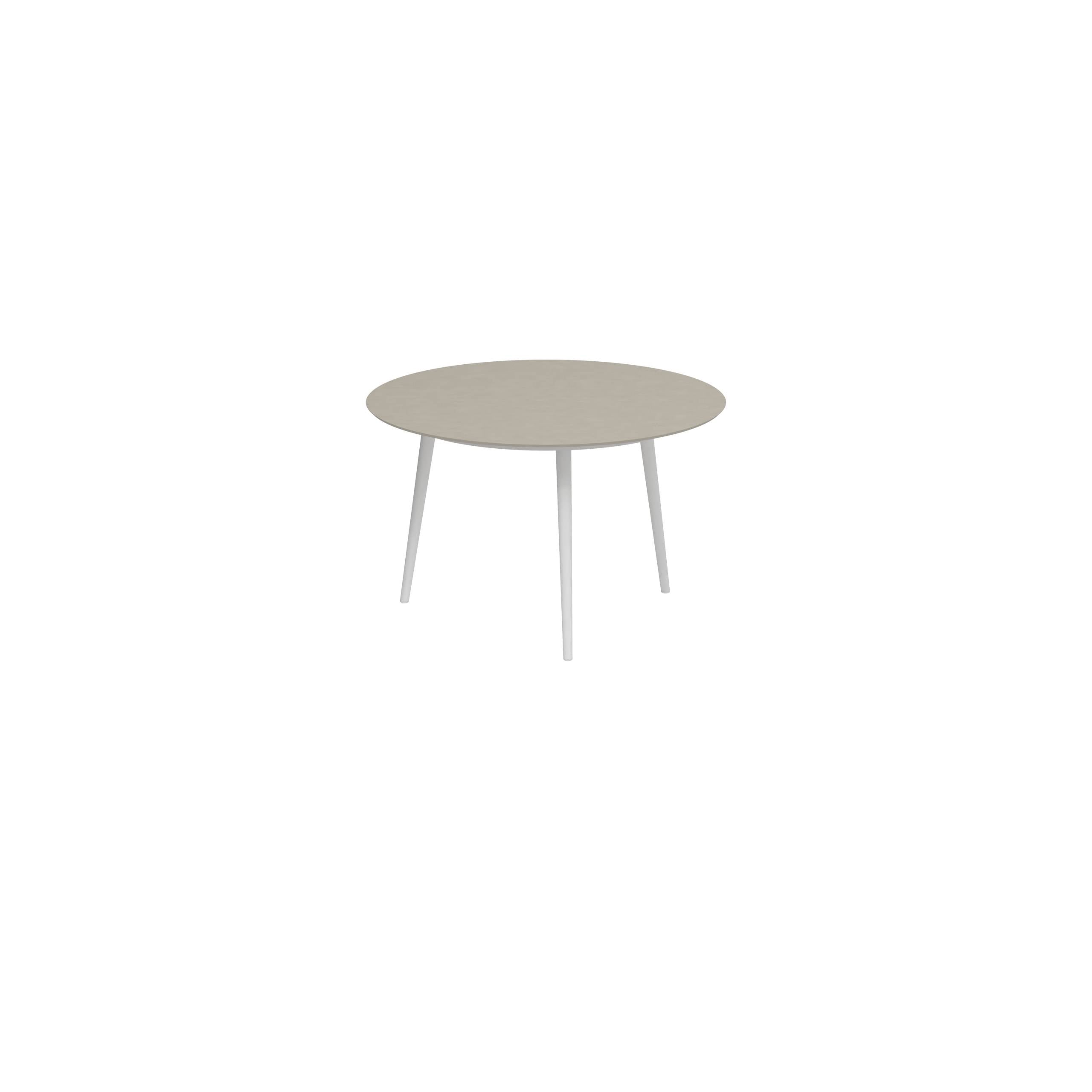 Styletto Standard Dining Table Ø 120cm Alu Legs White Ceramic Top Pearl Grey