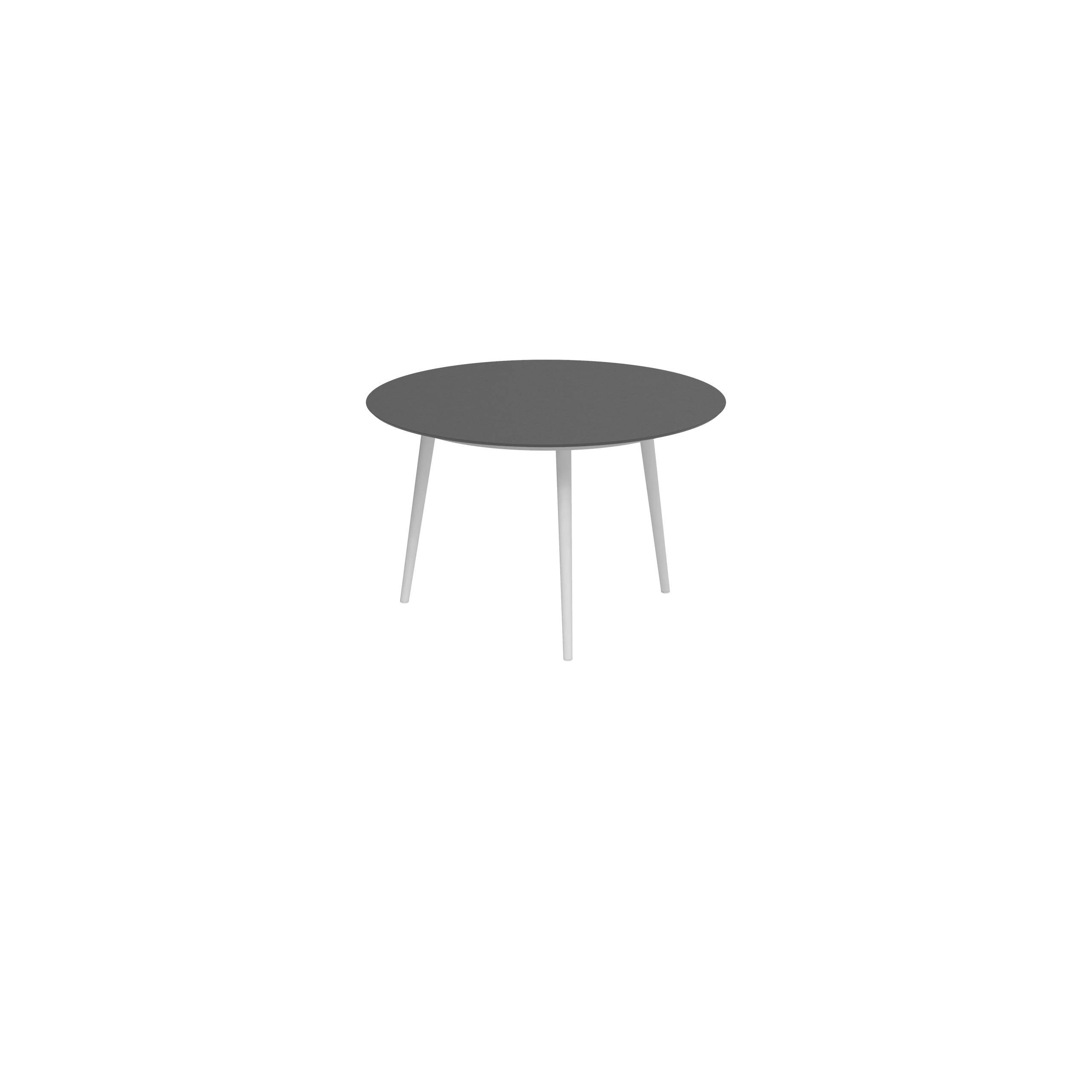 Styletto Standard Dining Table Ø 120cm Alu Legs White Ceramic Top Black