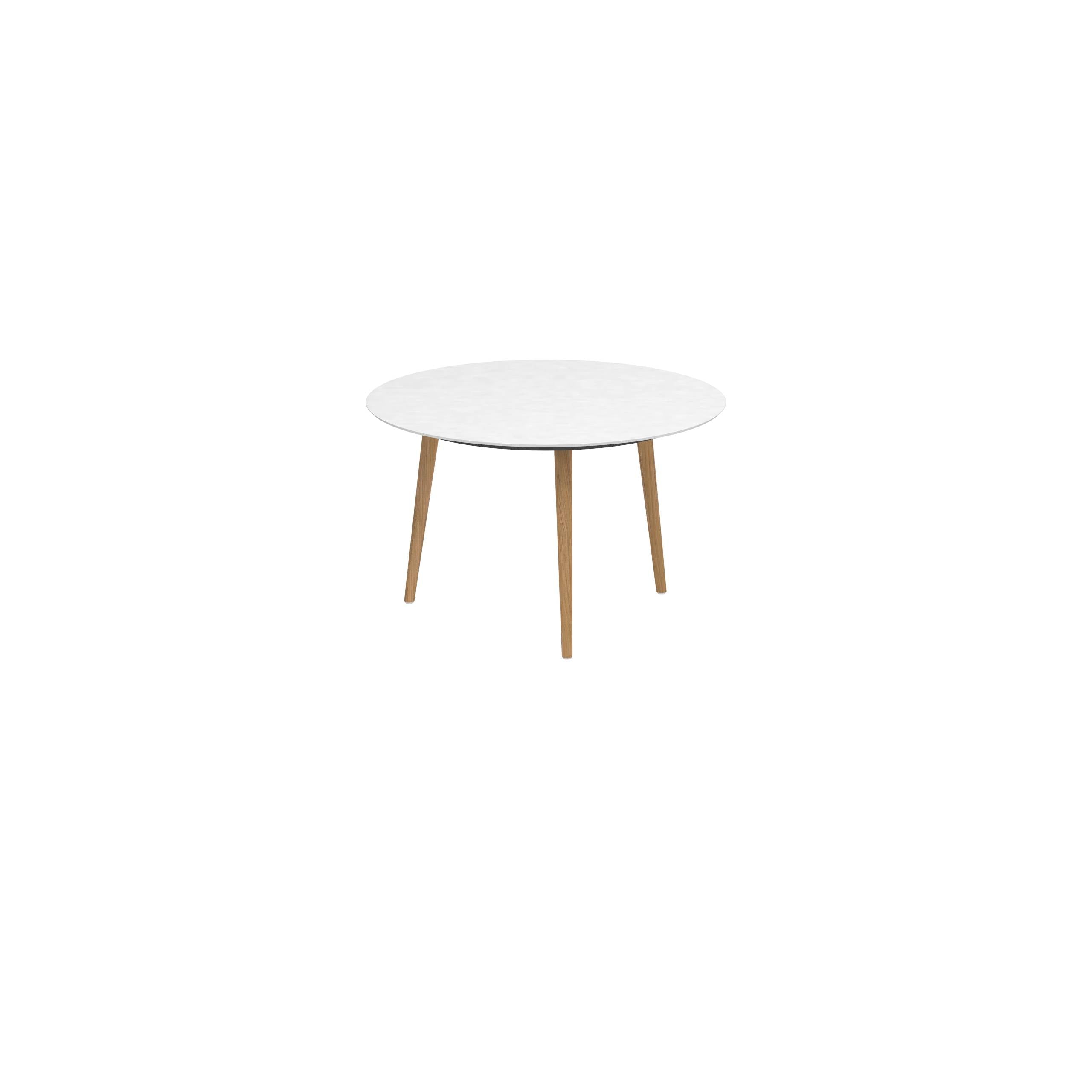 Styletto Standard Dining Table Ø 120cm Teak Legs Ceramic Top White