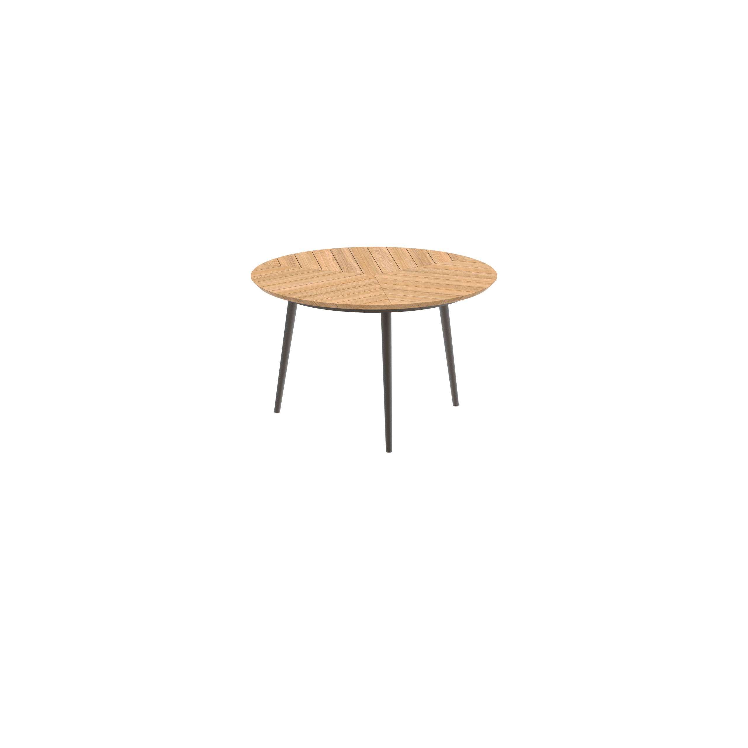 Styletto Standard Dining Table Ø 120cm Alu Legs Bronze Teak Top