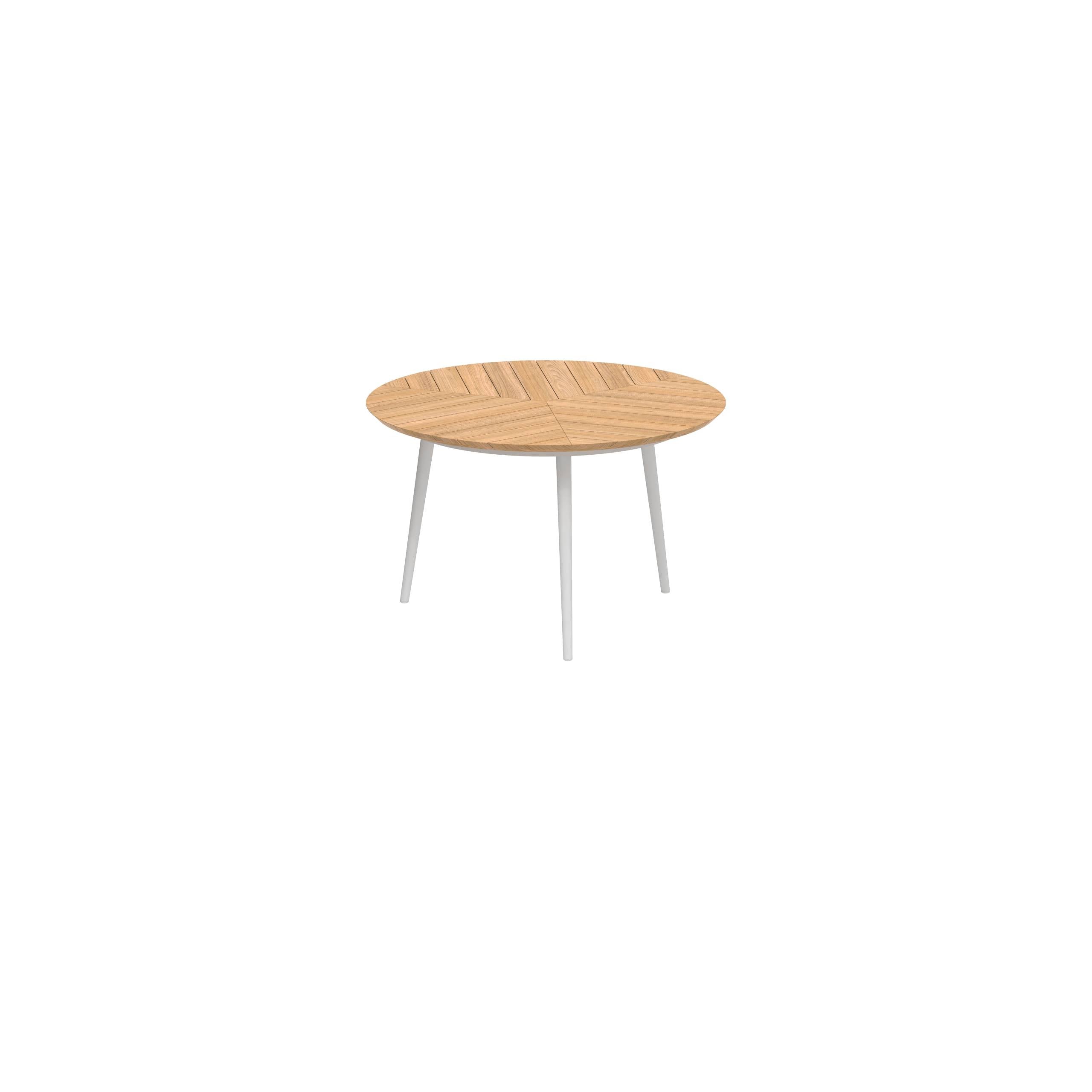 Styletto Standard Dining Table Ø 120cm Alu Legs White Teak Top