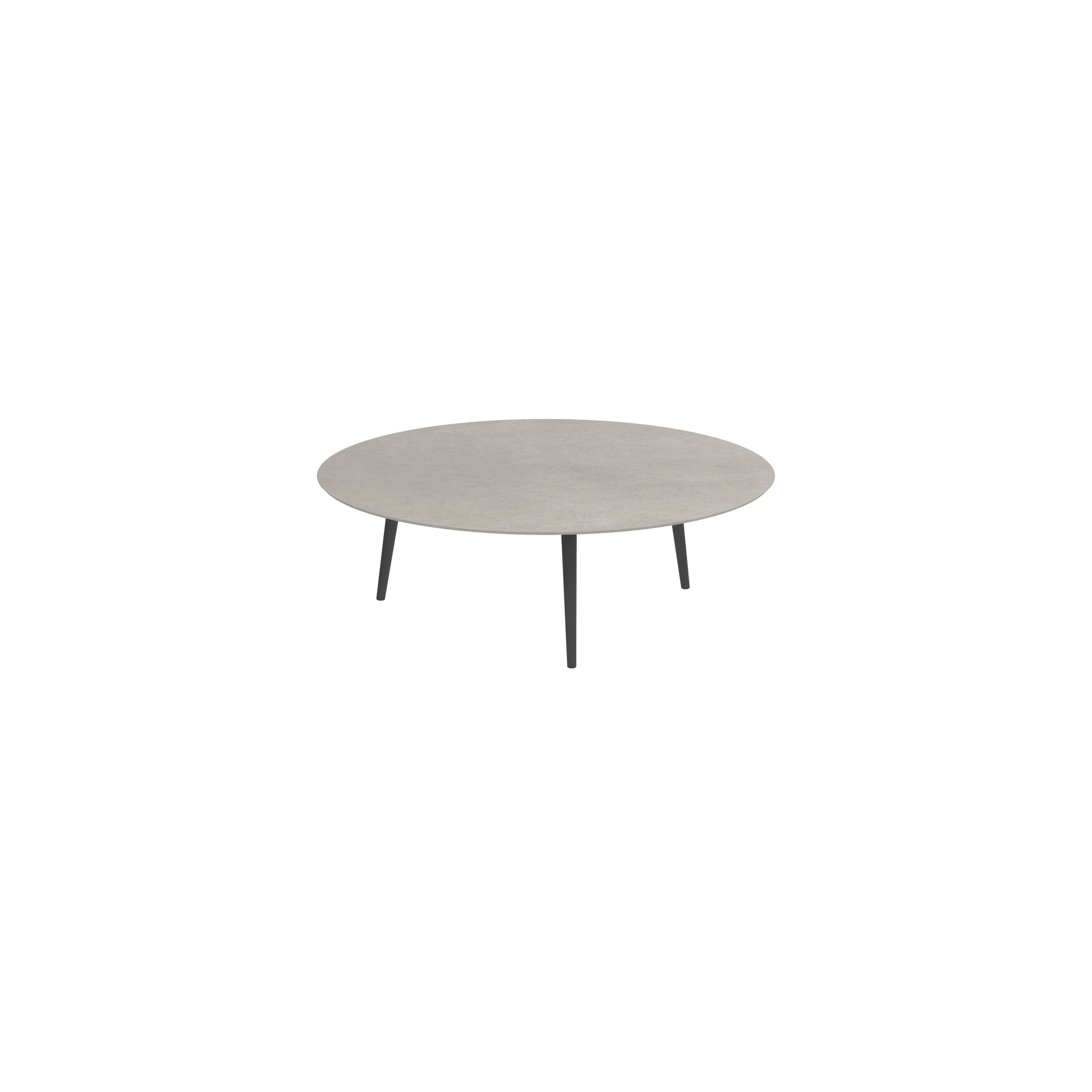 Styletto High Lounge Table Ø 160cm Alu Legs Anthracite Ceramic Top Cemento Luminoso