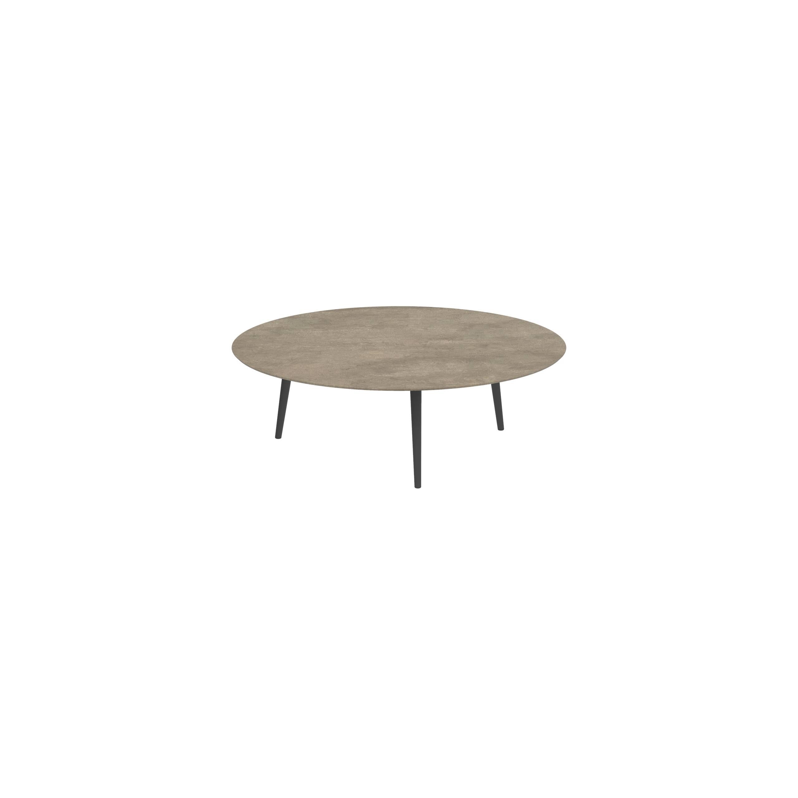 Styletto High Lounge Table Ø 160cm Alu Legs Anthracite Ceramic Top Terra Sabbia