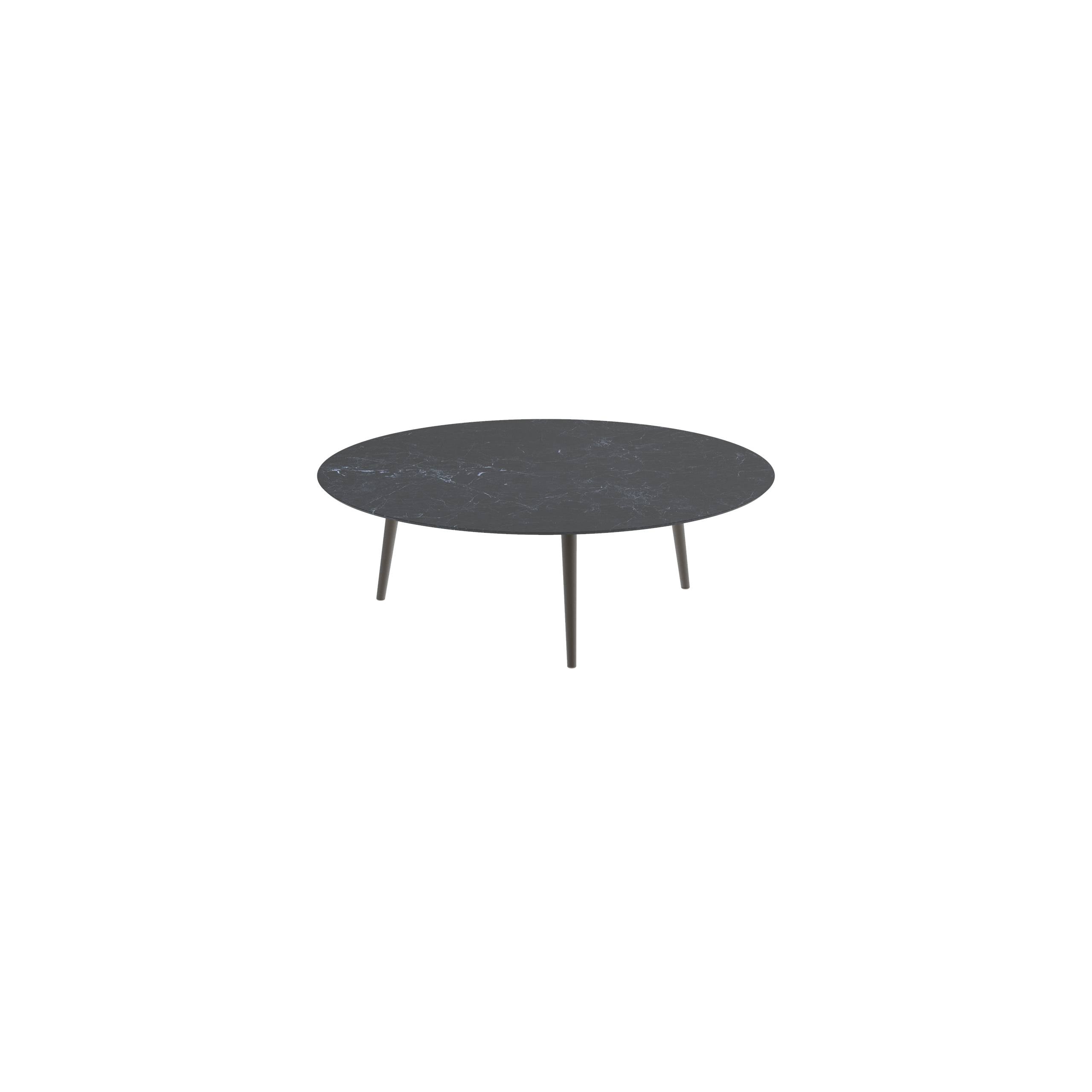 Styletto High Lounge Table Ø 160cm Alu Legs Bronze Ceramic Top Nero Marquina