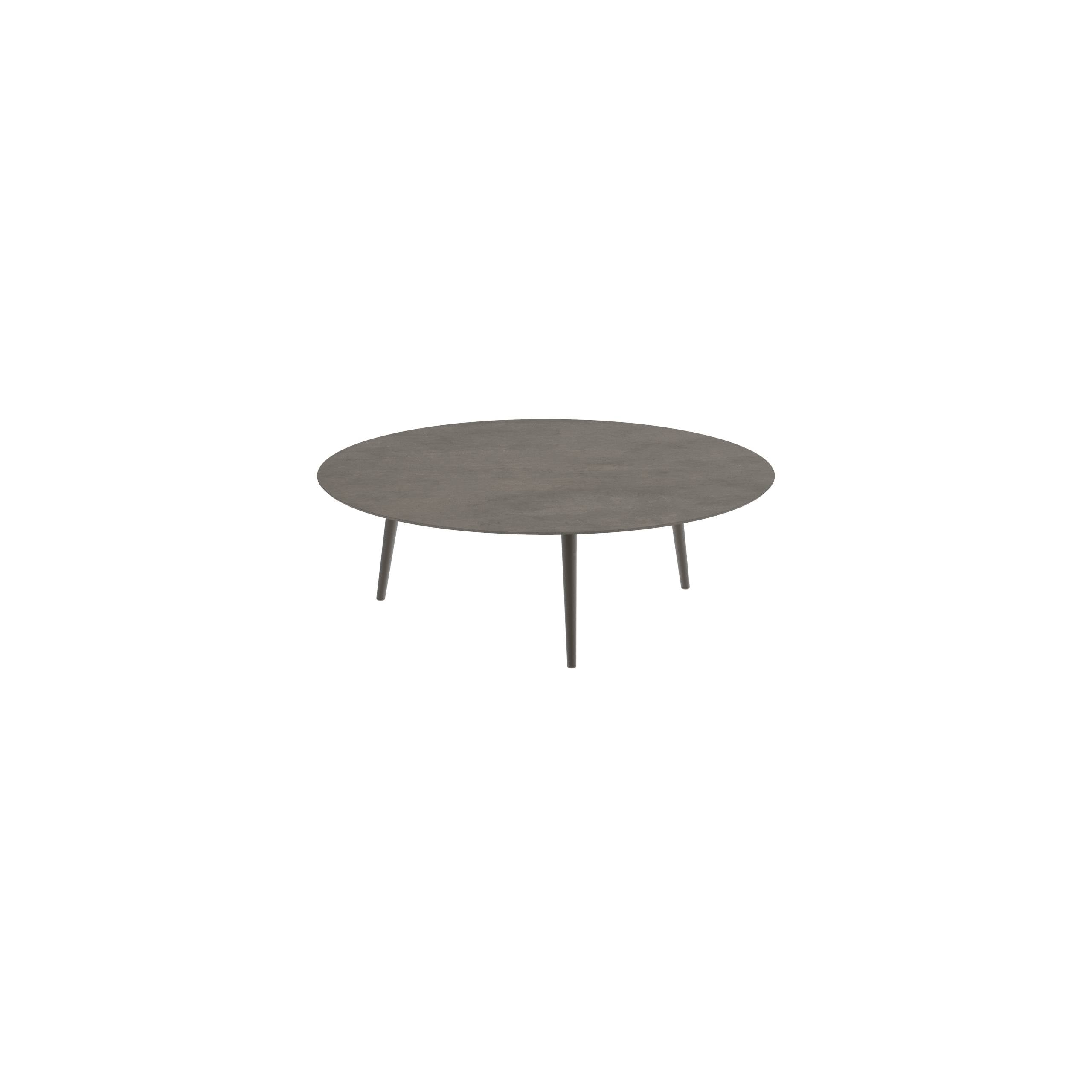 Styletto High Lounge Table Ø 160cm Alu Legs Bronze Ceramic Top Terra Marrone