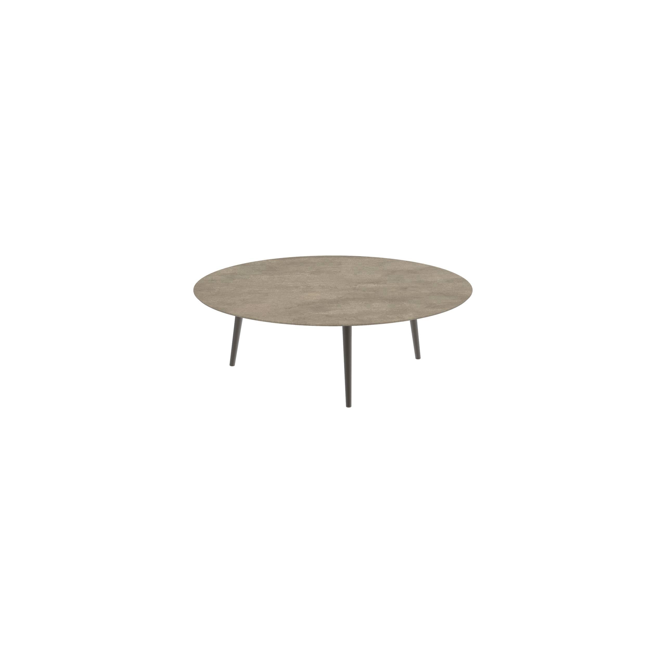 Styletto High Lounge Table Ø 160cm Alu Legs Bronze Ceramic Top Terra Sabbia