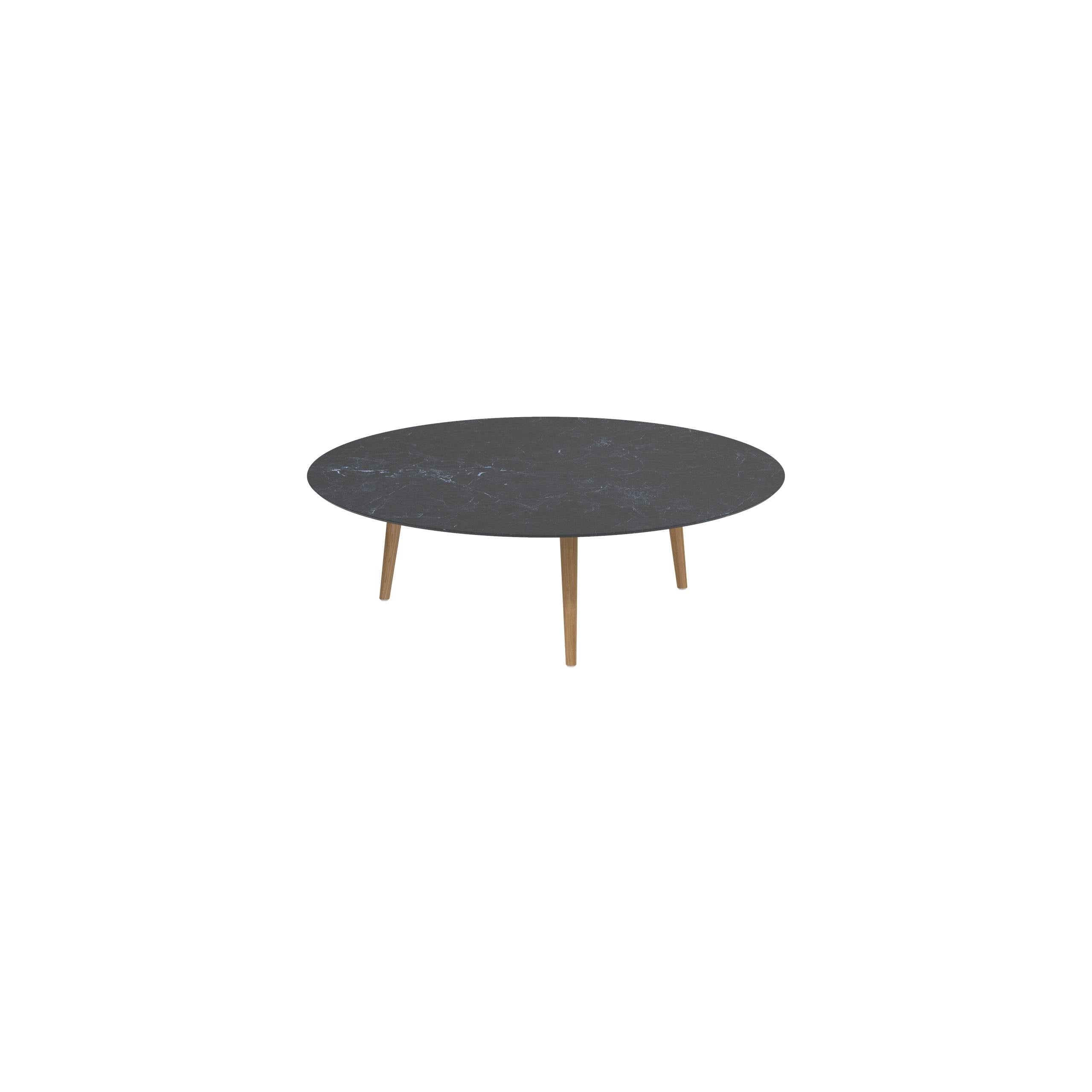 Styletto High Lounge Table Ø 160cm Teak Legs Ceramic Top Nero Marquina