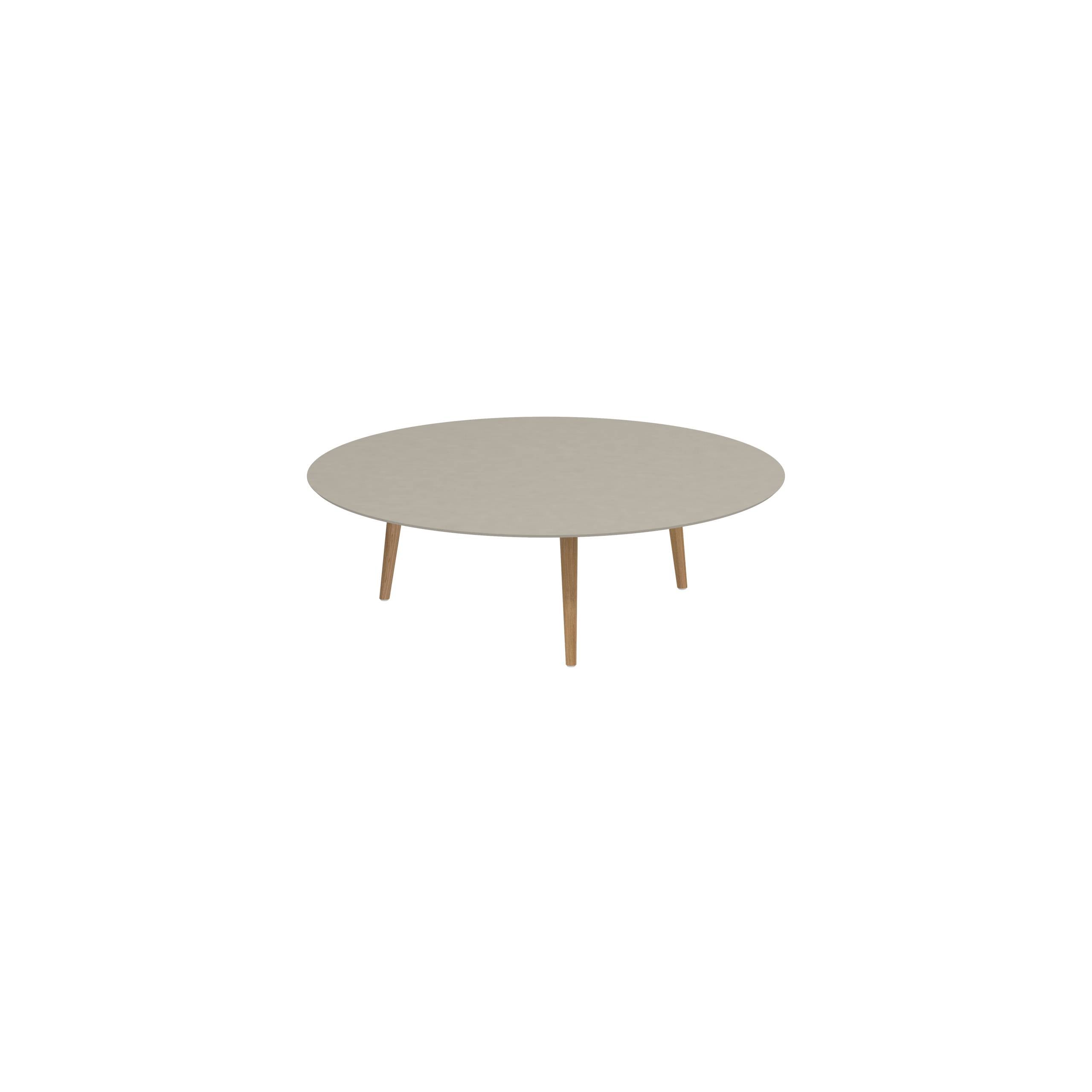 Styletto High Lounge Table Ø 160cm Teak Legs Ceramic Top Pearl Grey