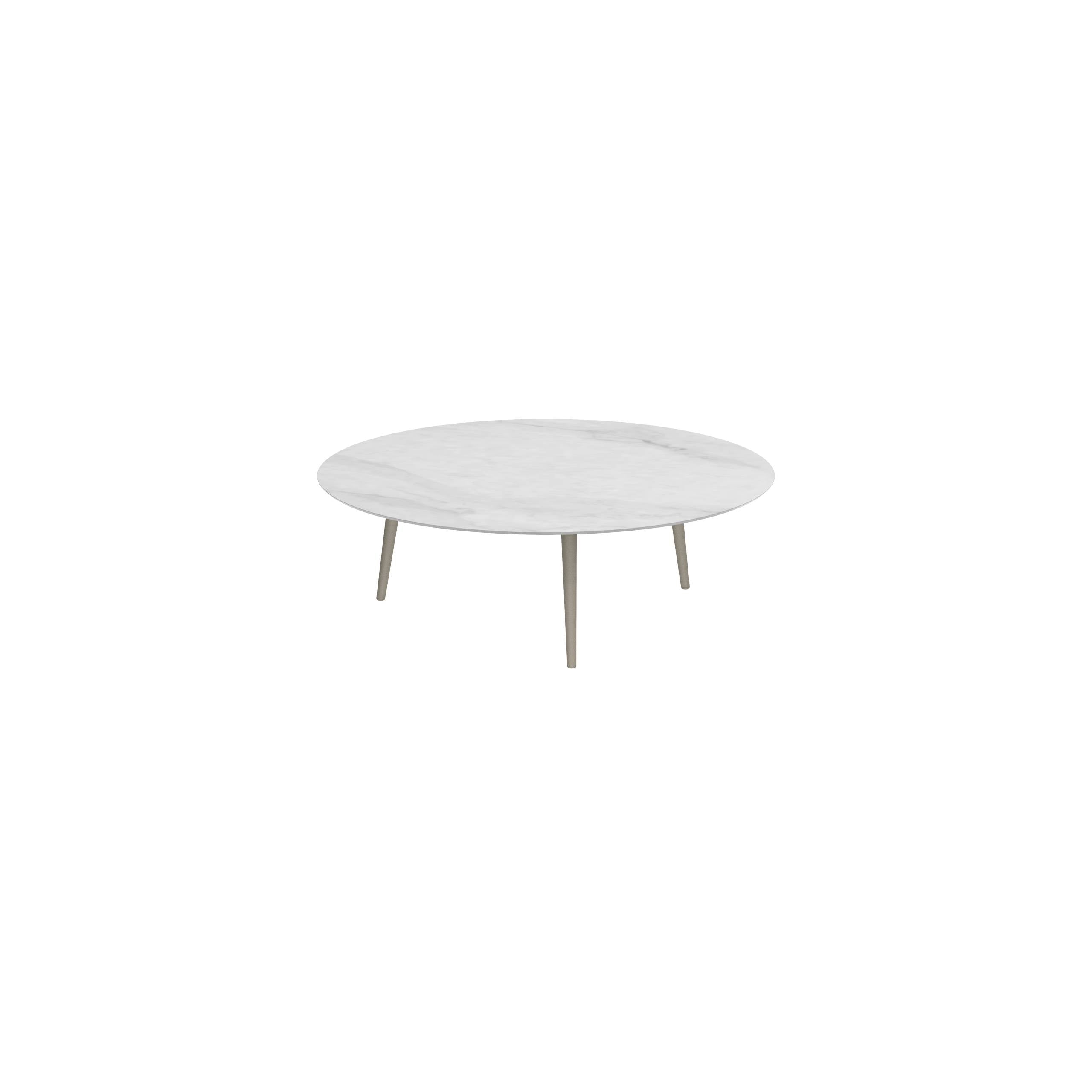 Styletto High Lounge Table Ø 160cm Alu Legs Sand Ceramic Top Bianco Statuario