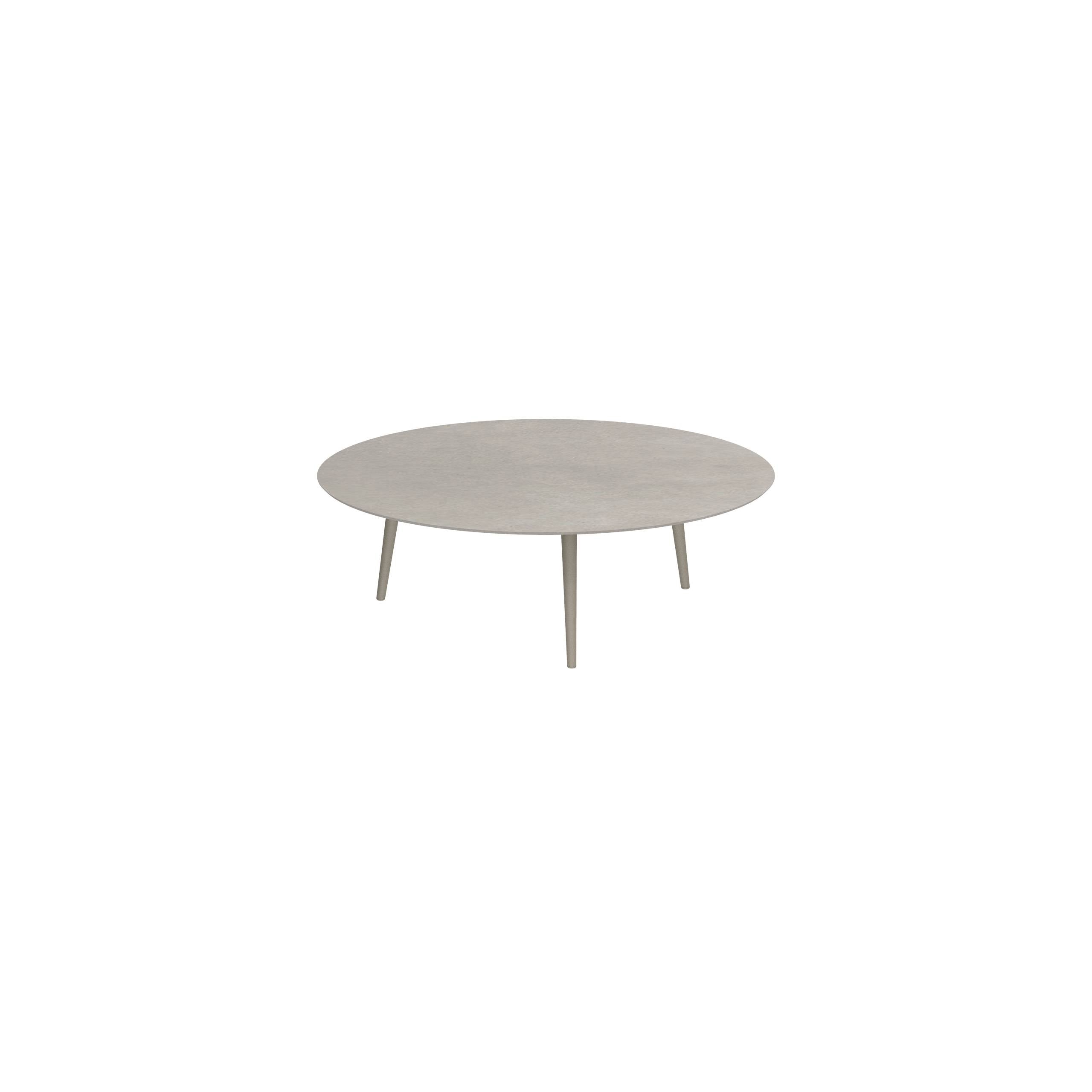 Styletto High Lounge Table Ø 160cm Alu Legs Sand Ceramic Top Cemento Luminoso