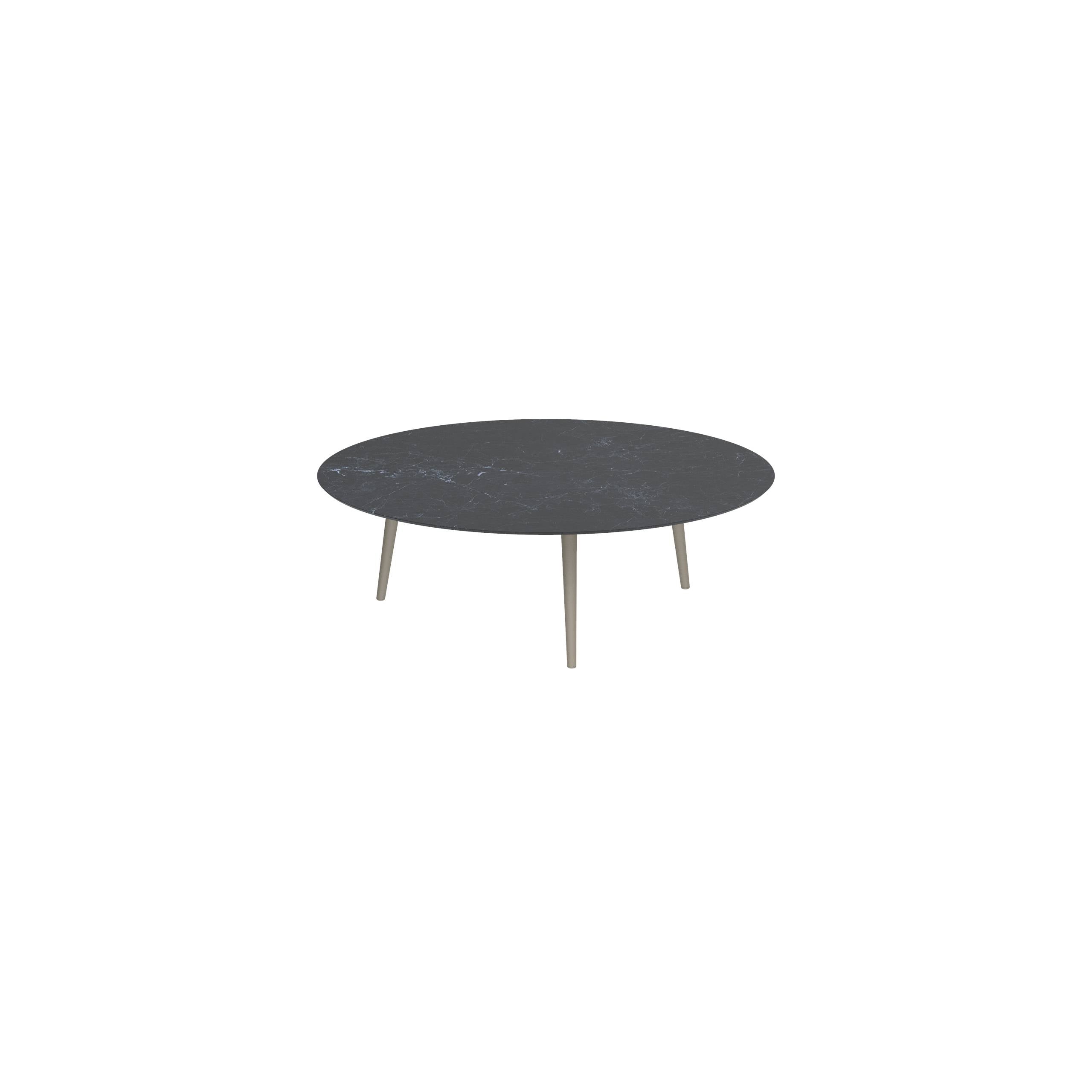 Styletto High Lounge Table Ø 160cm Alu Legs Sand Ceramic Top Nero Marquina