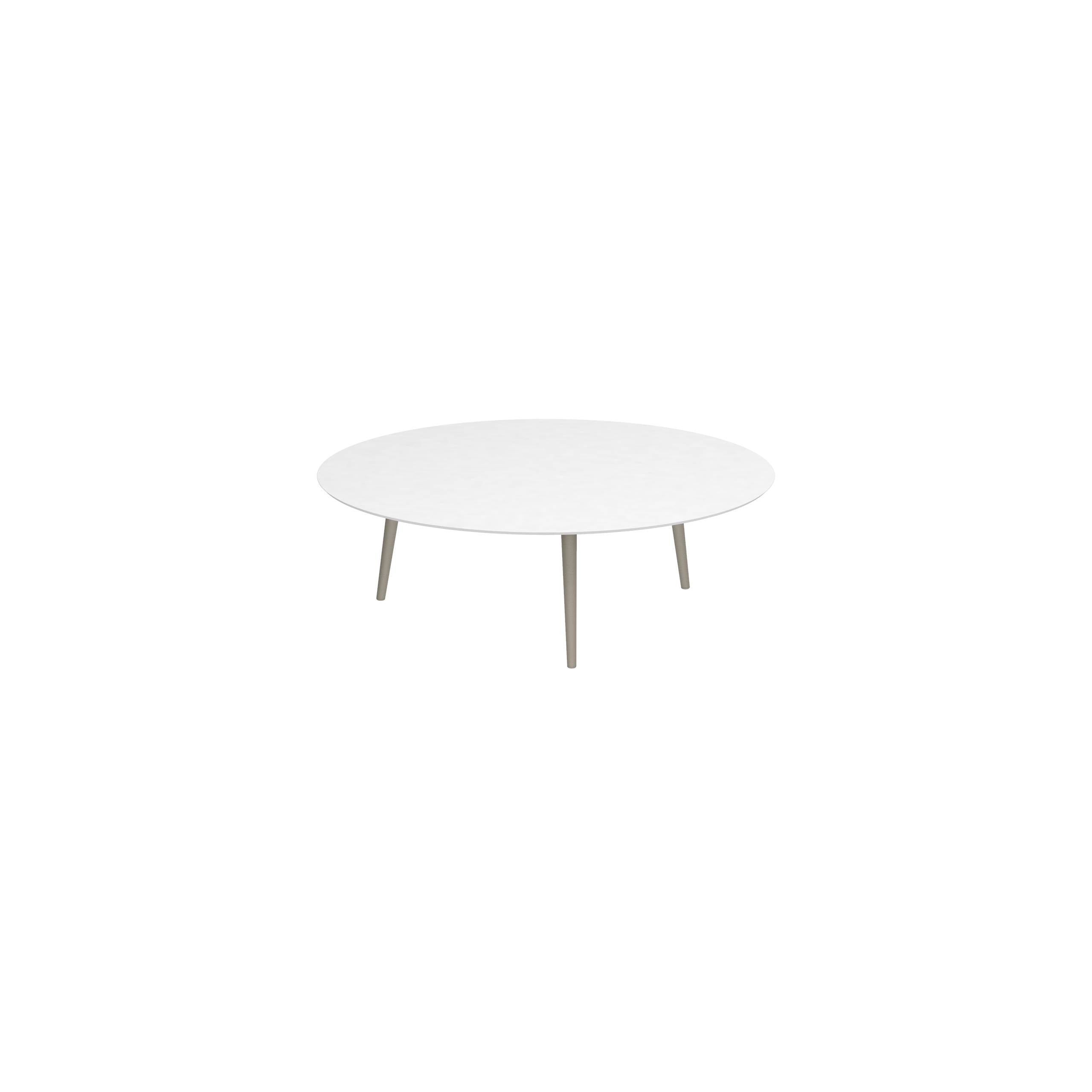 Styletto High Lounge Table Ø 160cm Alu Legs Sand Ceramic Top White