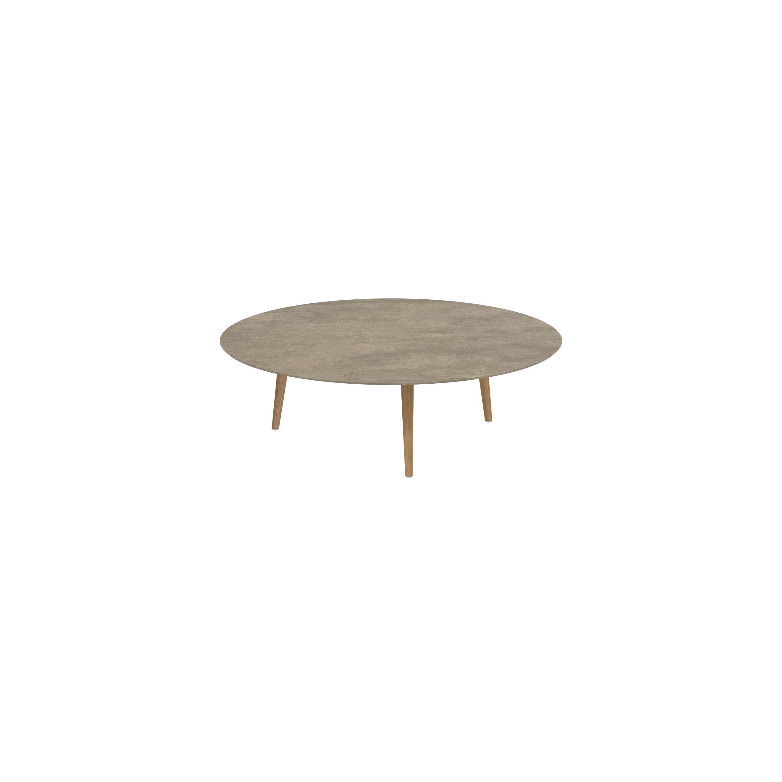 Styletto High Lounge Table Ø 160cm Teak Legs Ceramic Top Terra Sabbia