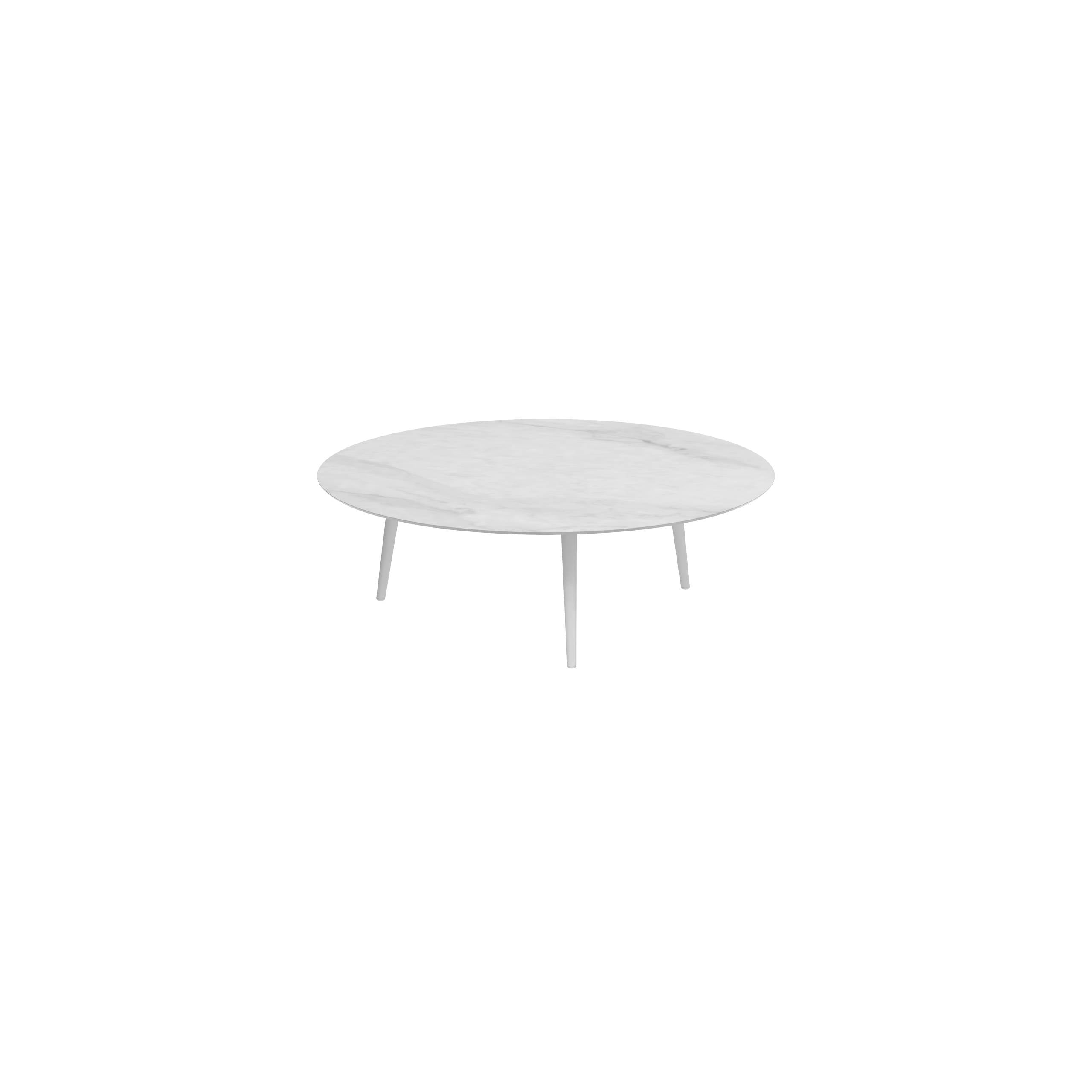 Styletto High Lounge Table Ø 160cm Alu Legs White Ceramic Top Bianco Statuario