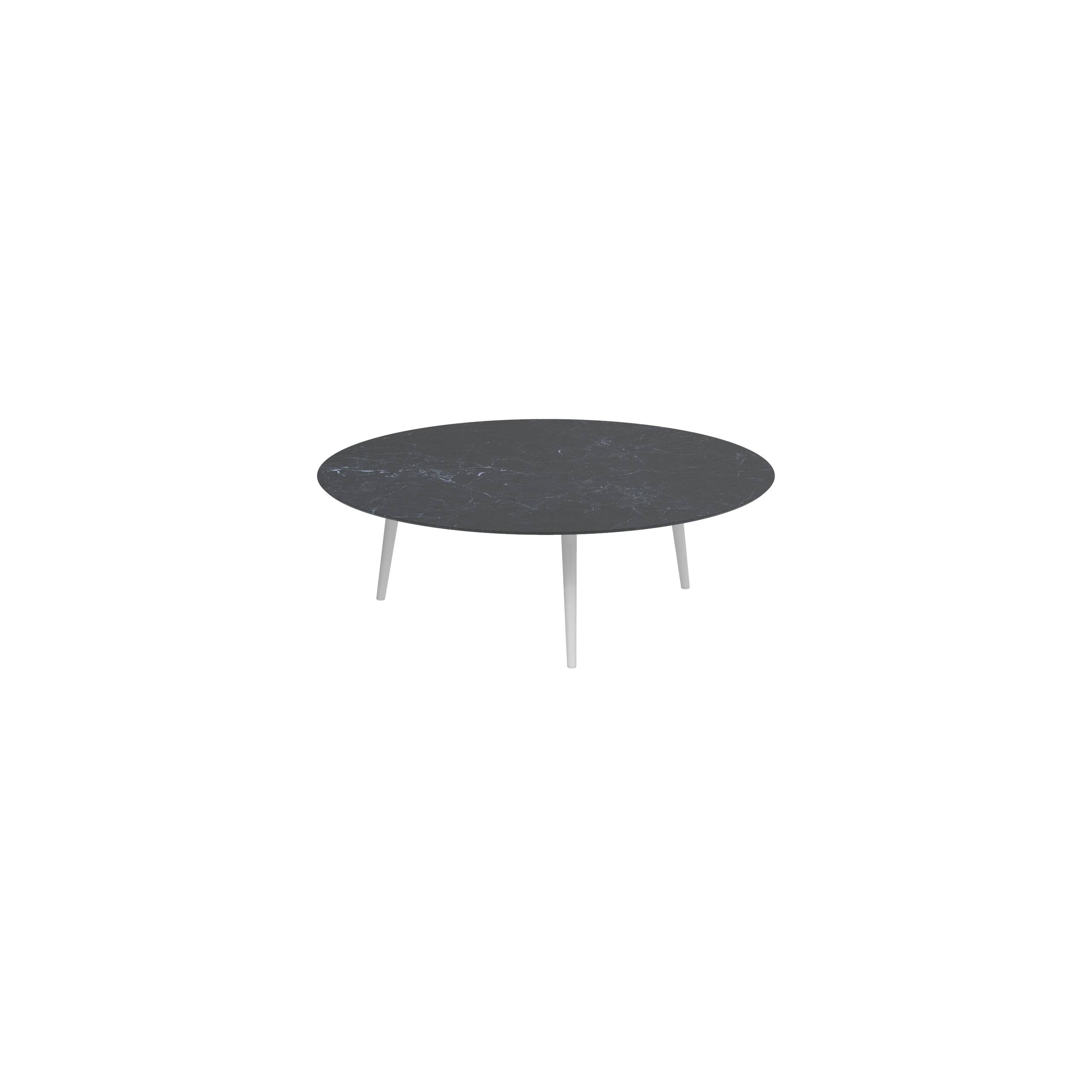 Styletto High Lounge Table Ø 160cm Alu Legs White Ceramic Top Nero Marquina