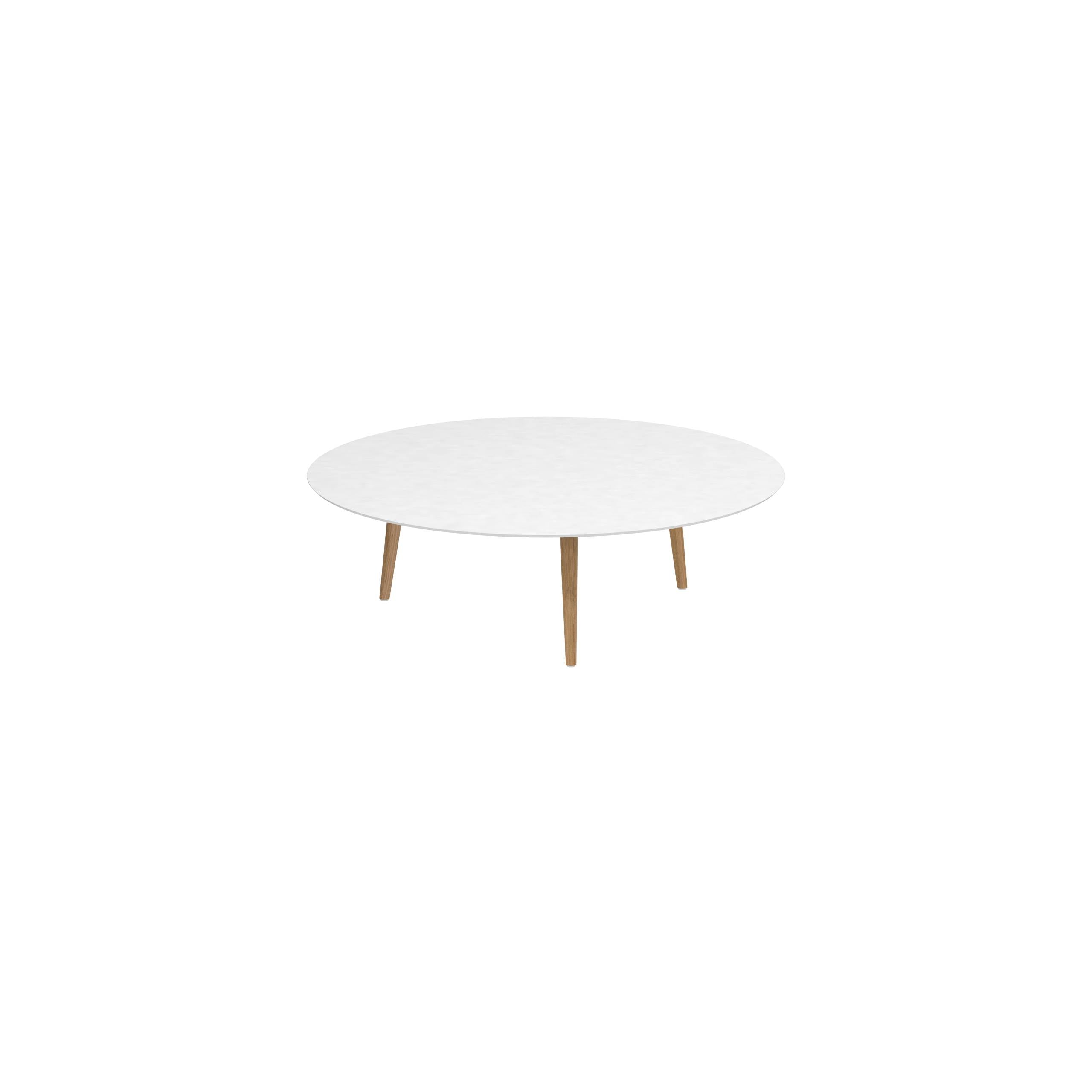 Styletto High Lounge Table Ø 160cm Teak Legs Ceramic Top White