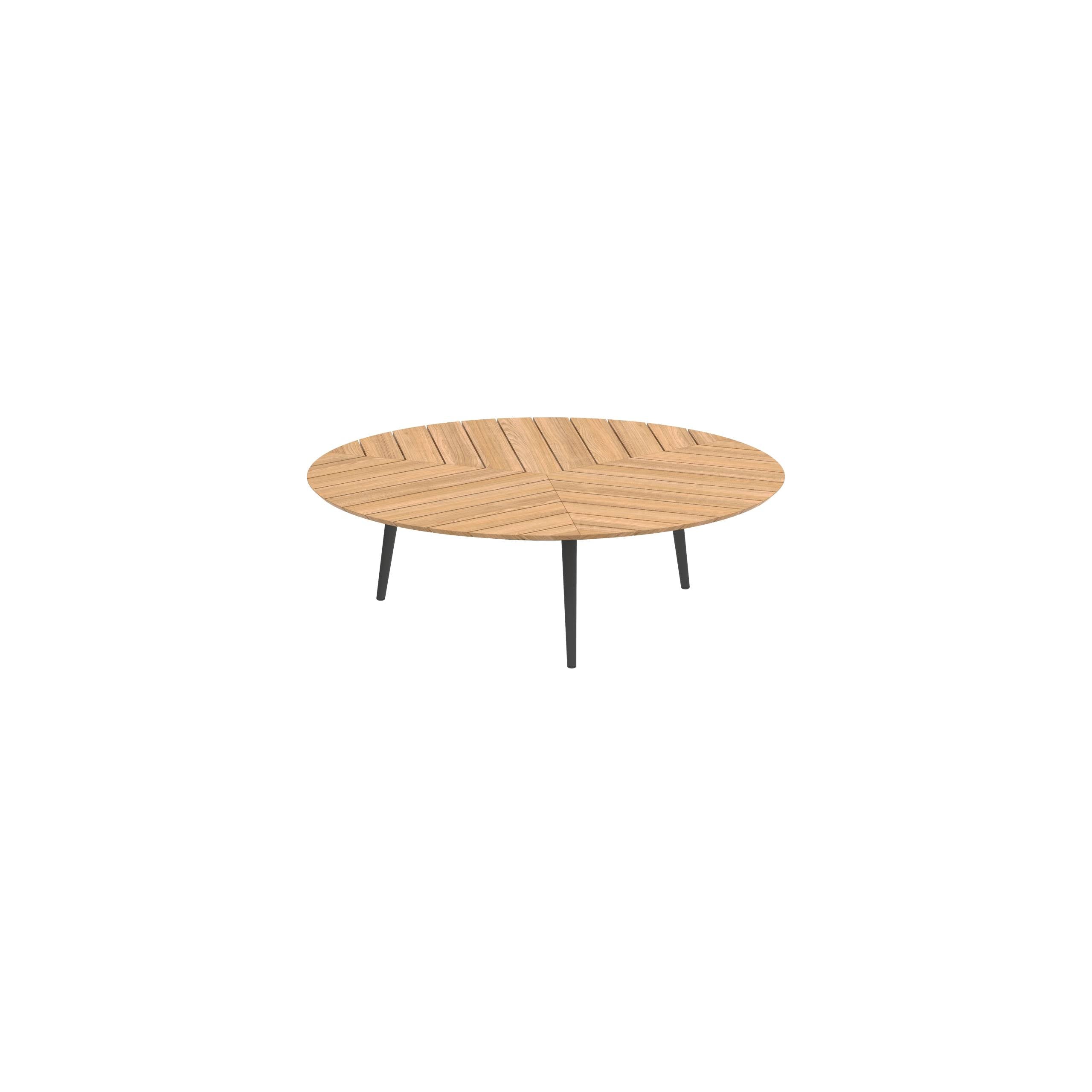 Styletto High Lounge Table Ø 160cm Alu Legs Anthracite Teak Top