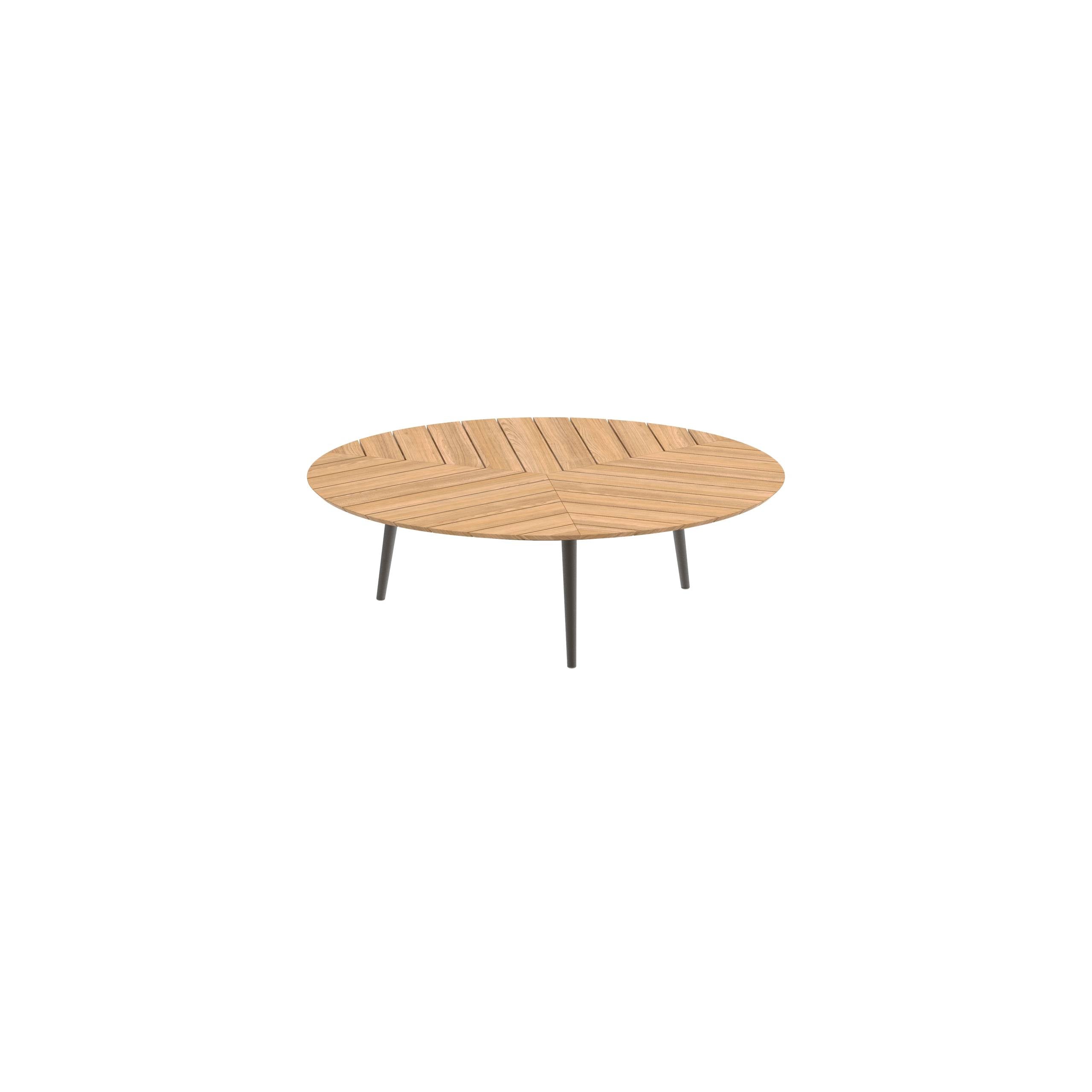 Styletto High Lounge Table Ø 160cm Alu Legs Brons Teak Top