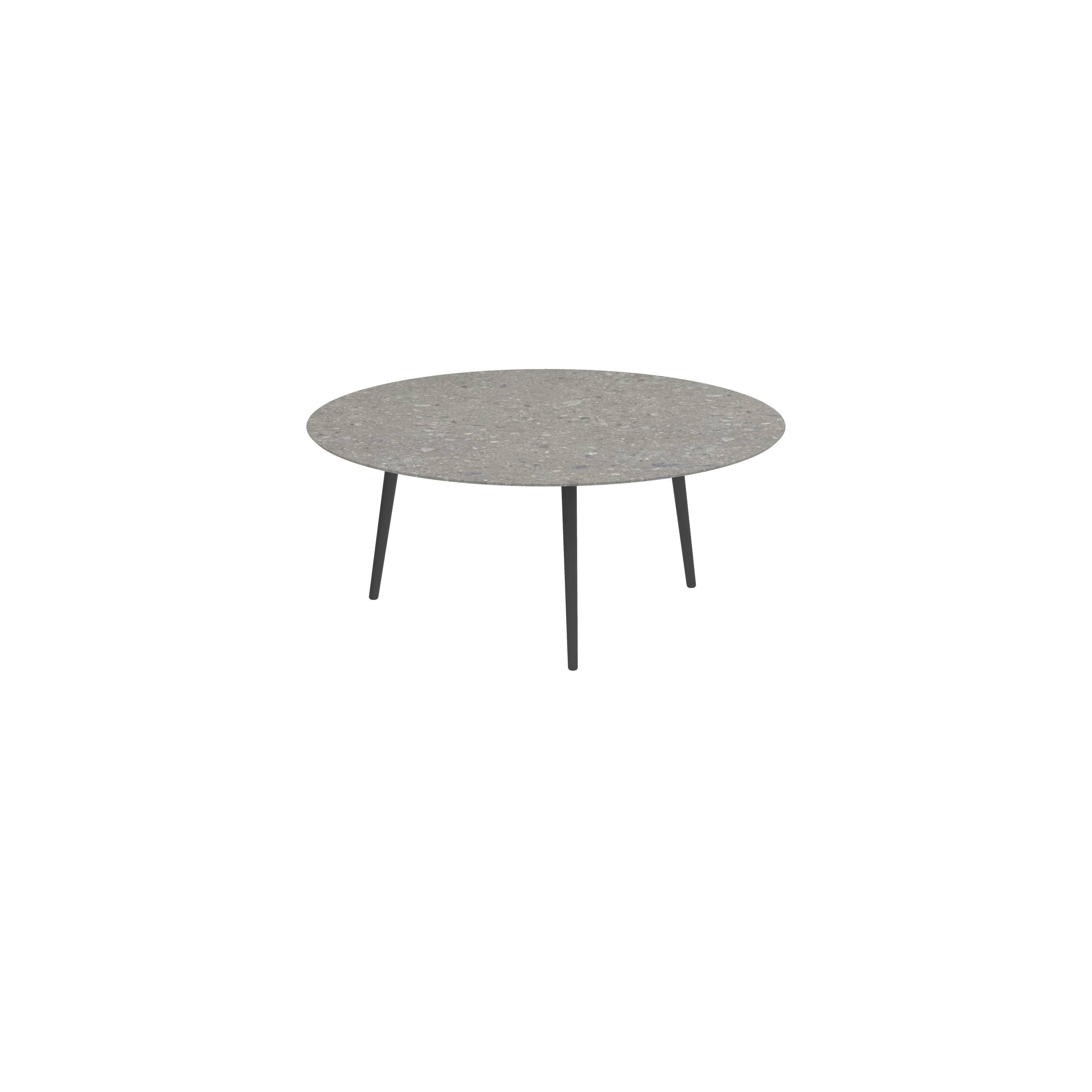 Styletto Low Dining Table Ø 160cm Alu Legs Anthracite Ceramic Top Ceppo Dolomitica